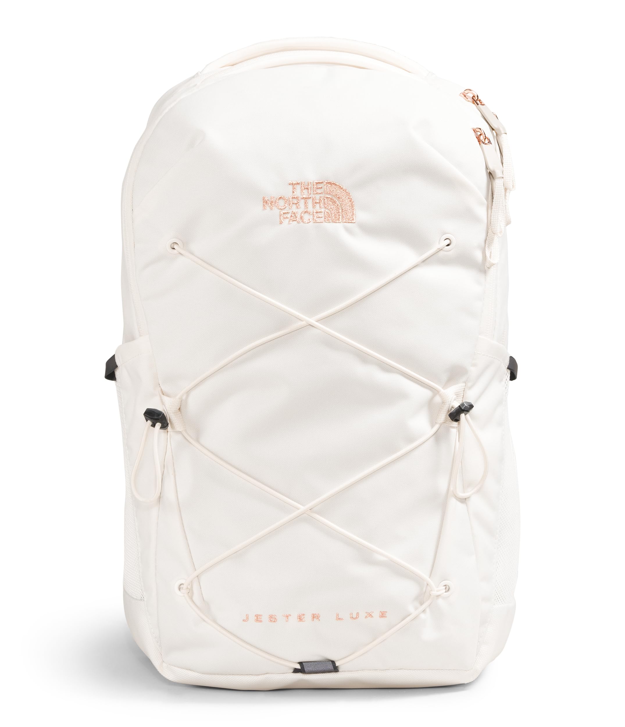 THE NORTH FACE Women's Jester Luxe Everyday Laptop Backpack - Lightweight Durable School & Work Bag - Gardenia White/Burnt Coral Metallic - Perfect for College, Office & Travel