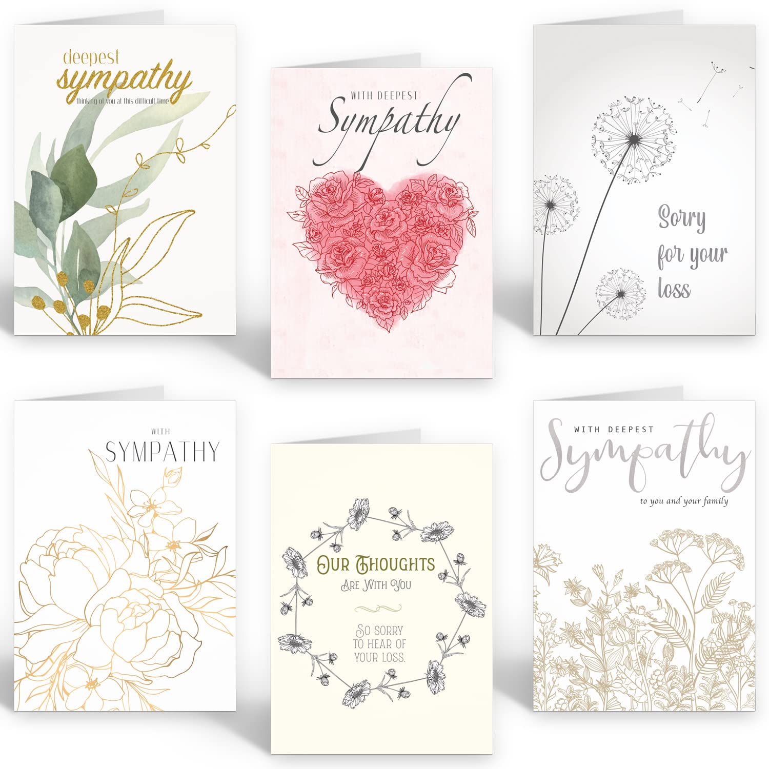 Ruby Ashley Sympathy Cards - 30 Pack with White Envelopes | Condolence, Thinking of You, Sorry For Your Loss Greeting Cards | Made in UK | Perfect for Funeral, Memorial & Comforting Loved Ones