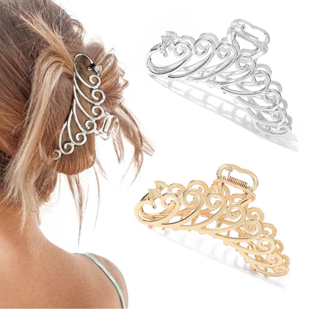 Runmi Large Hair Clips 2 Pack - Non-Slip Strong Hold 11cm Hair Claw Clips for Women & Girls - Perfect for Thick Hair, Ponytails & Updos