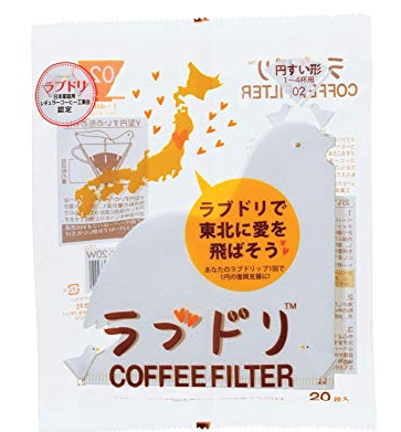 Hario 02 Lovedori Coffee Paper Filters - 20 Count - Compatible with V60 Drippers - Perfect for Pour Over Brewing at Home or Cafe
