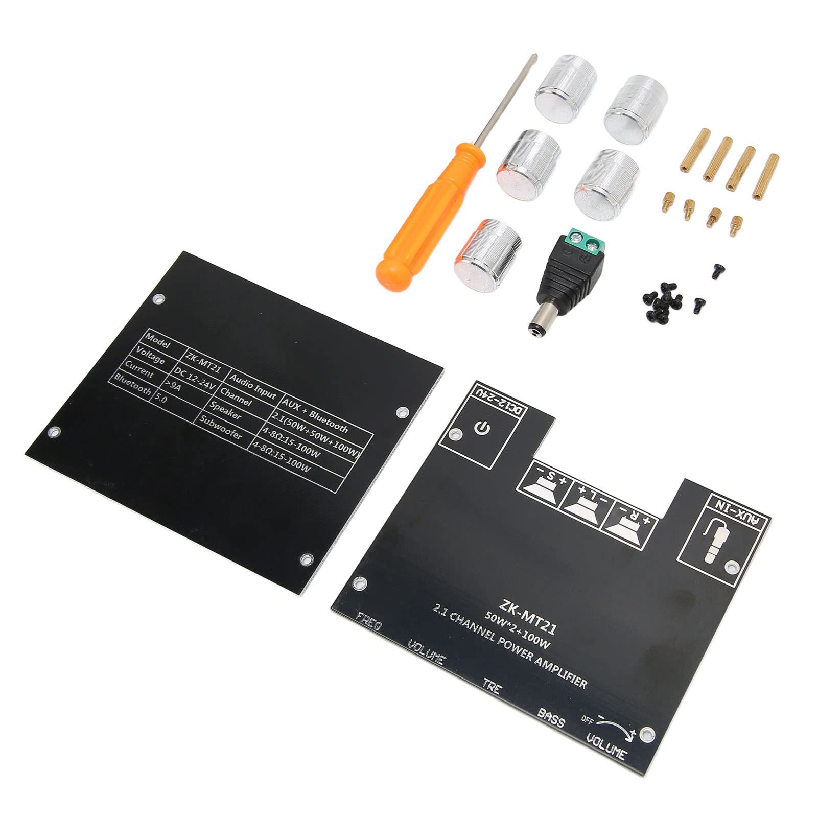 High Power BT Amplifier Board 12-24V, 100W Stereo Digital Audio Amp with AUX/BT Input & Subwoofer Output for 4-8Ω Speakers - Perfect for Home Theater, Car Audio & DIY Sound Systems