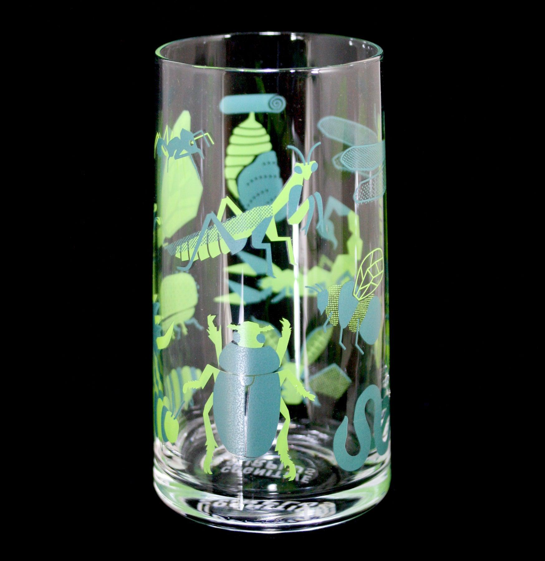 Vintage Insects Drinking Glasses Set of 4 - Unique Bug-Themed Glassware for Beer, Cocktails & Juice - Perfect for Home Bar, Parties & Gifts