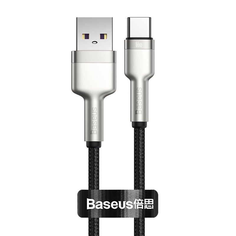 Baseus Cafule Premium 66W Fast Charging USB to Type C Cable (25cm) - Durable Metal Design for Home, Office & Travel Charging
