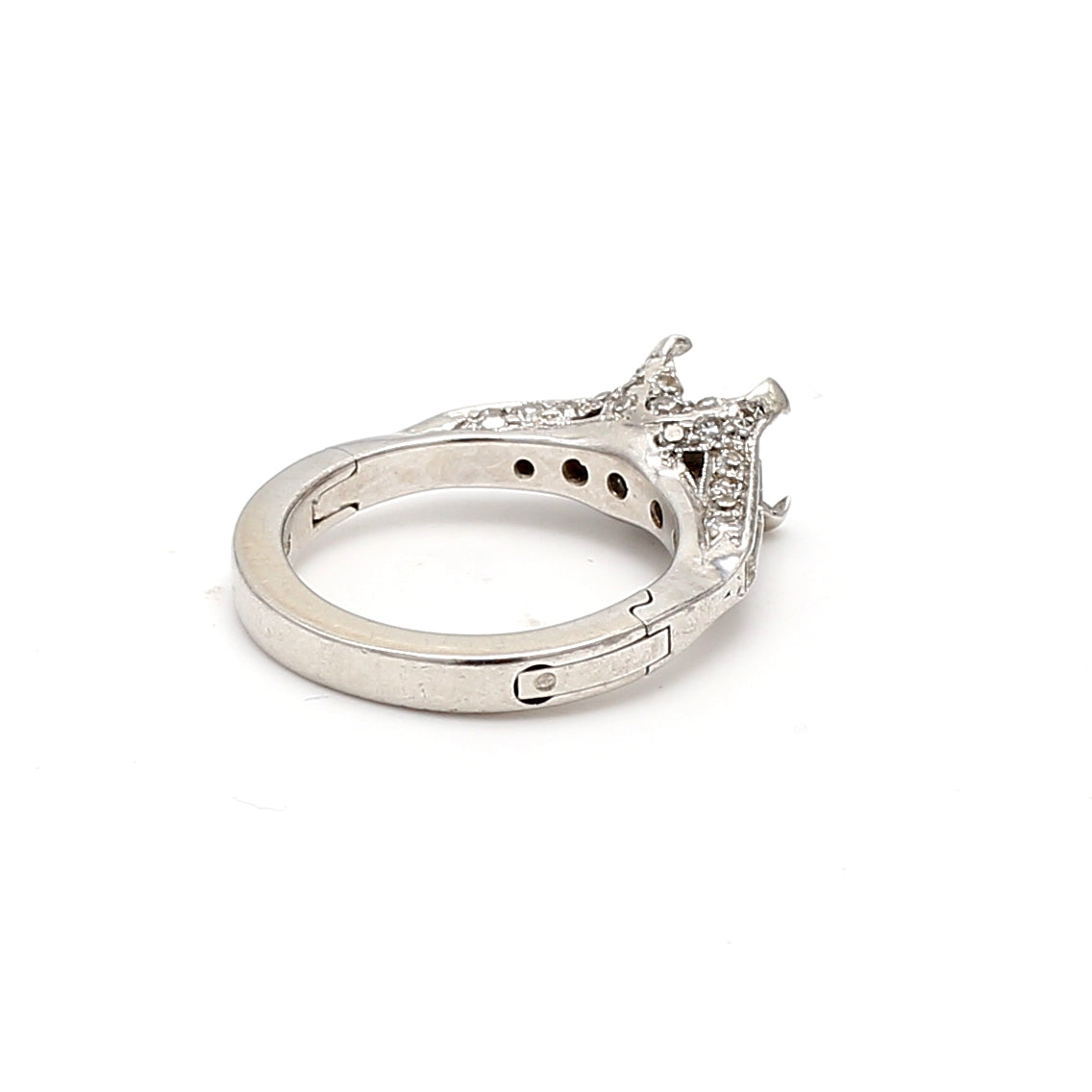 0.34 Carat Baguette & Round Brilliant Diamond Platinum Semi Mount Ring - Elegant Wedding Band, Engagement Ring Setting for Women