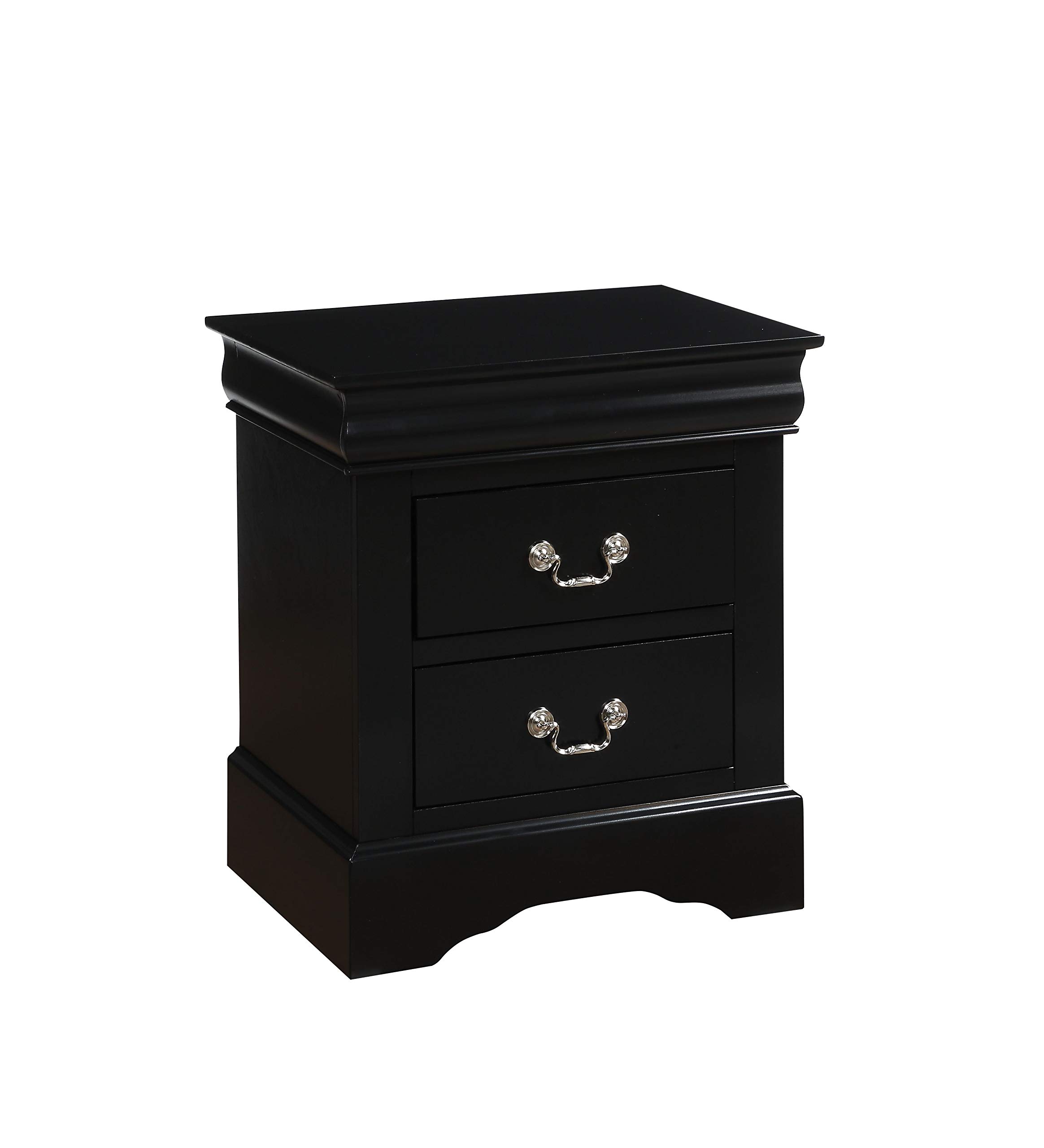2-Drawer Nightstand with Storage - Modern End Table & Bedside Accent Furniture for Bedroom & Living Room - Easy Assembly Black Wooden Side Table (Perfect for Small Spaces, Apartment Essentials & Home Decor)