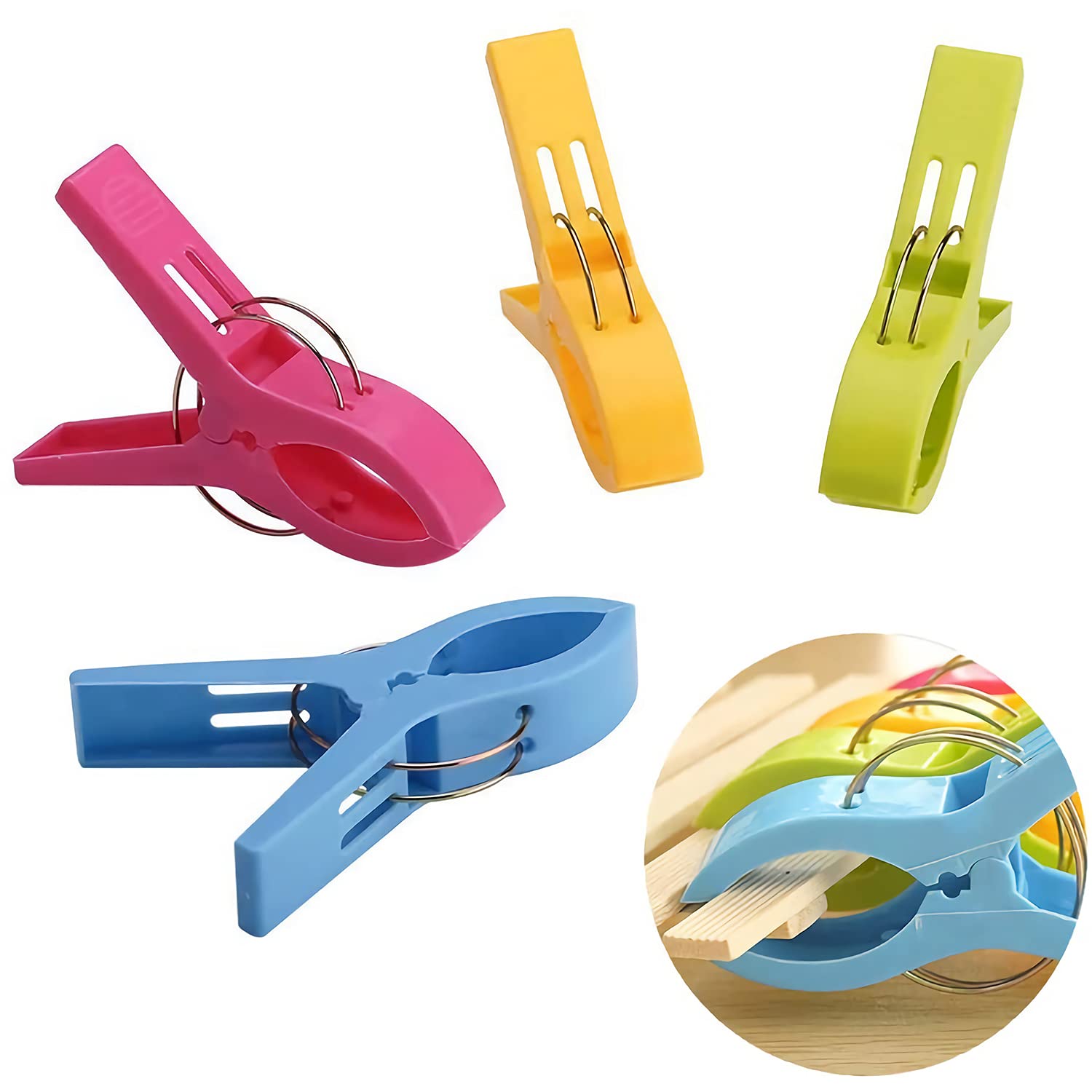 10 Pack Heavy Duty Beach Towel Clips - Large Bright Colored Clamps for Beach Chairs, Cruise Vacations & Outdoor Use | Secure Towels, Blankets & Clothes from Wind | Perfect for Poolside, Picnics & Travel