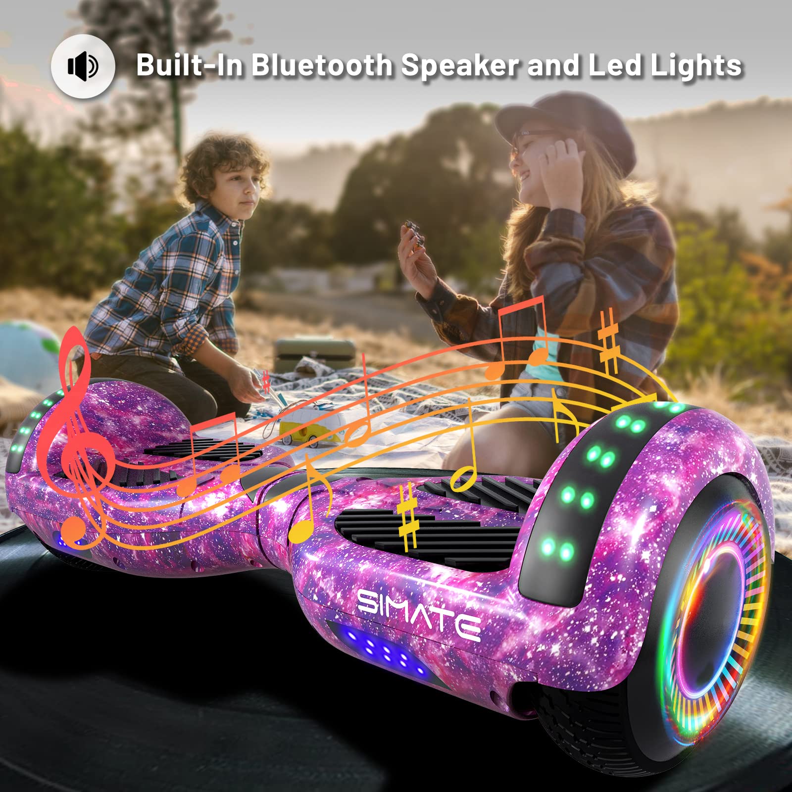 Electric Scooter with Bluetooth Speaker & Colorful LED Lights - Perfect Gift for Kids, Teens, and Adults - Great for Commuting, Outdoor Fun & Birthday Presents