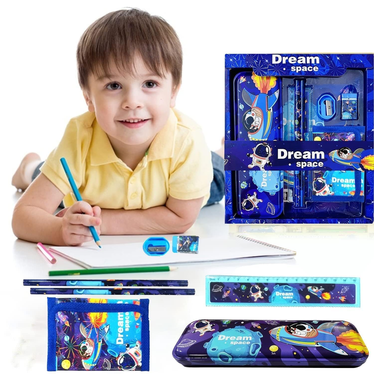 PRIMEFAIR 7-in-1 Stationery Gift Set for Kids - Colorful School Supplies Combo for Boys & Girls (Pencils, Erasers, Rulers) - Perfect for Birthdays, Classroom Rewards & Back-to-School Essentials