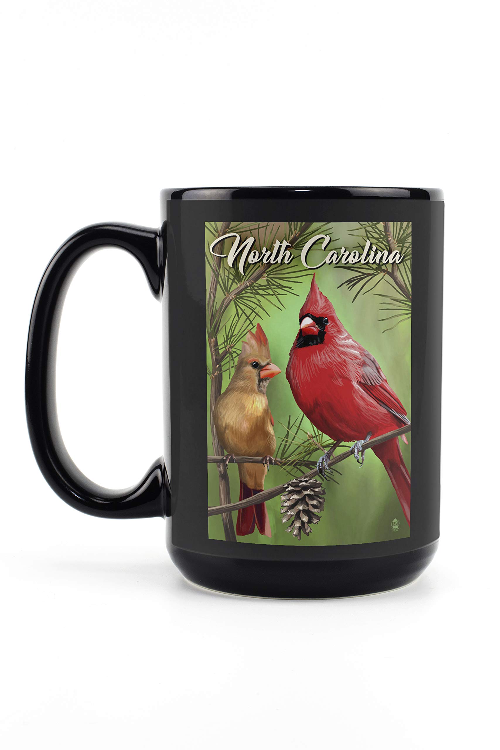 Lantern Press North Carolina Cardinals Summer 15oz Black Ceramic Coffee Mug - Microwave & Dishwasher Safe - Perfect for Home, Office & Outdoor Use