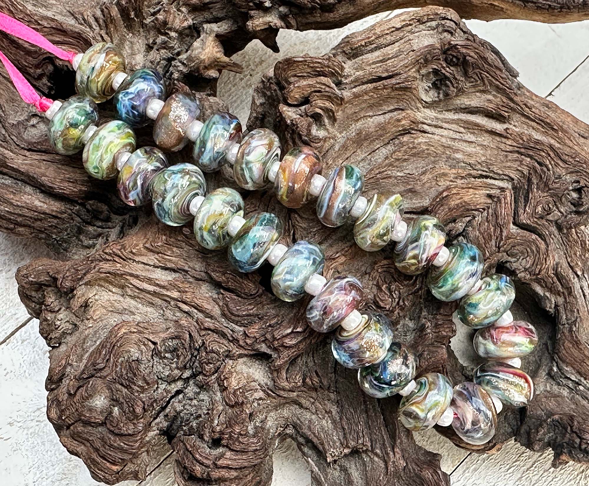Handmade MTO Rainbow Shimmer Lampwork Glass Beads for Jewelry Making - Perfect for Necklaces, Bracelets & DIY Craft Projects