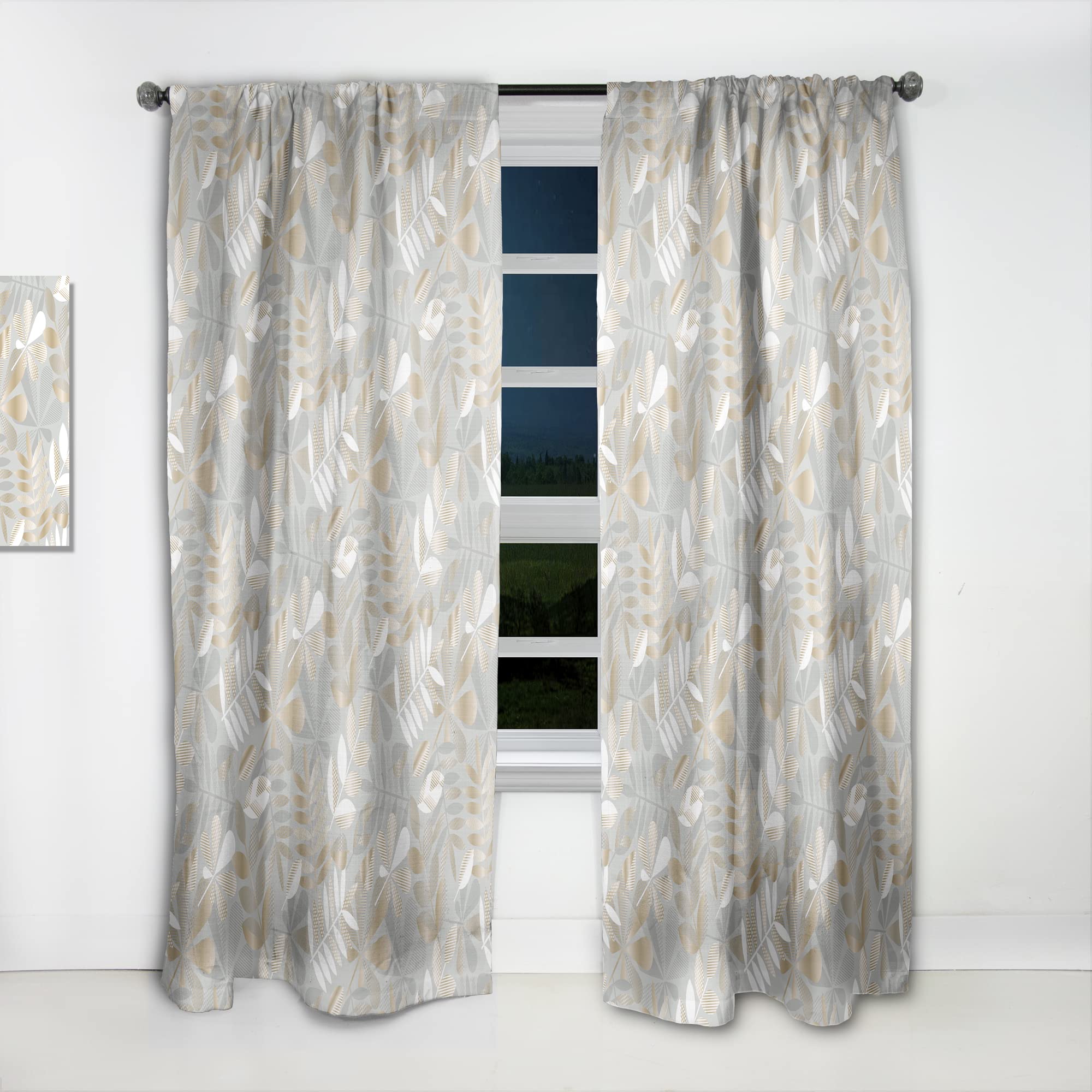 Golden Tropical Pattern VIII Thermal Insulated Curtains - Single Panel 52x120 Inches - Elegant Window Treatments for Bedroom & Living Room - Perfect for Sun Protection, Privacy & Energy Efficiency
