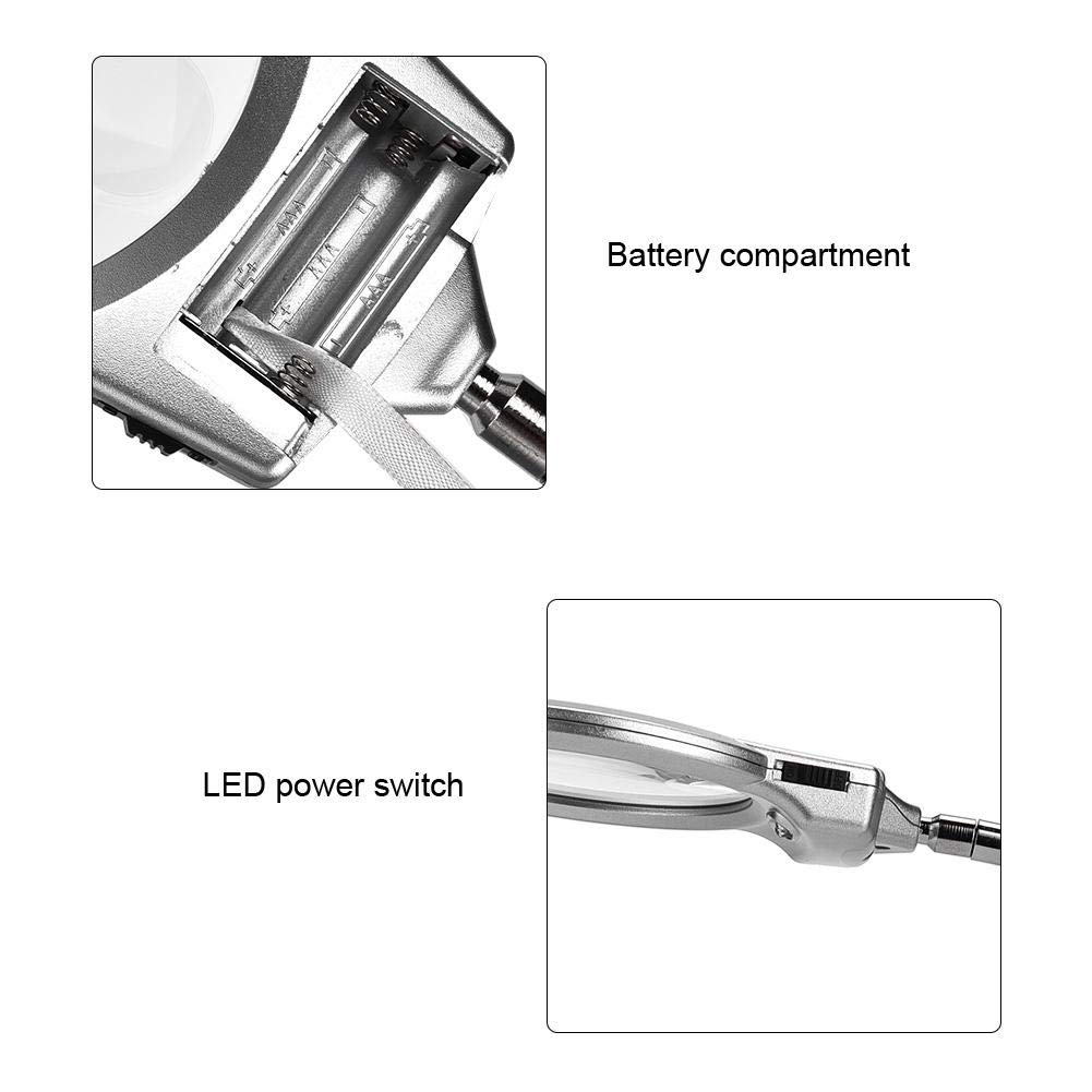 LED Magnifying Glass Lamp with Adjustable Clamp - Dimmable Desk Light for Jewelry Watch Repair, Reading, Crafts & Hobbies | Flexible Gooseneck Design for Close Work & Detailed Tasks