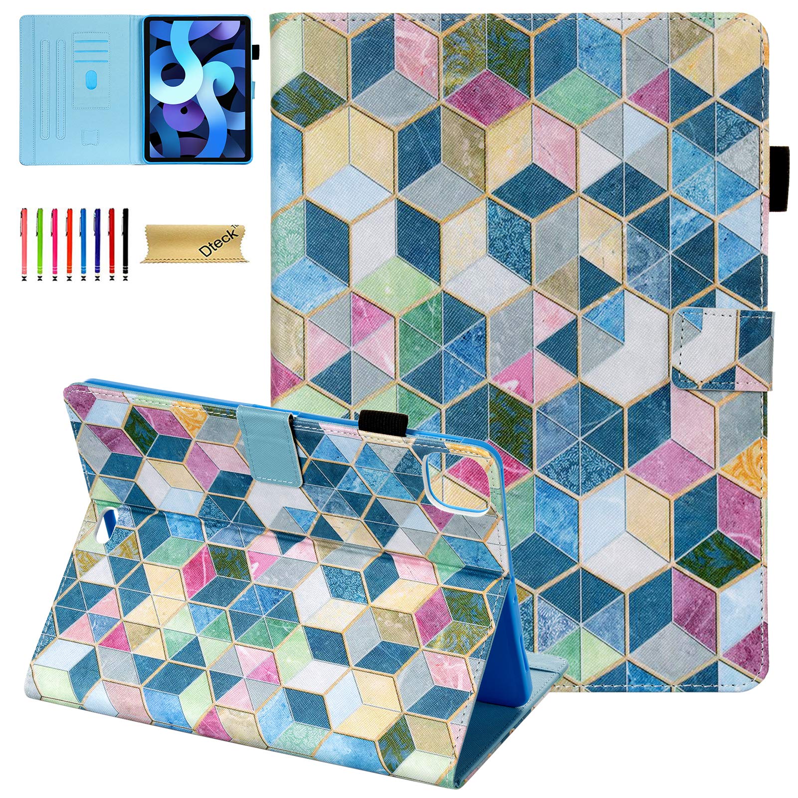 Dteck Premium PU Leather Flip Folio Case for iPad Air 4 (2020) & iPad Air 5 (2022) 10.9 Inch & iPad Pro 11 Inch - Smart Protective Wallet Cover with Auto Sleep/Wake Feature & Mosaic Design | Perfect for Work, Travel & Home Use