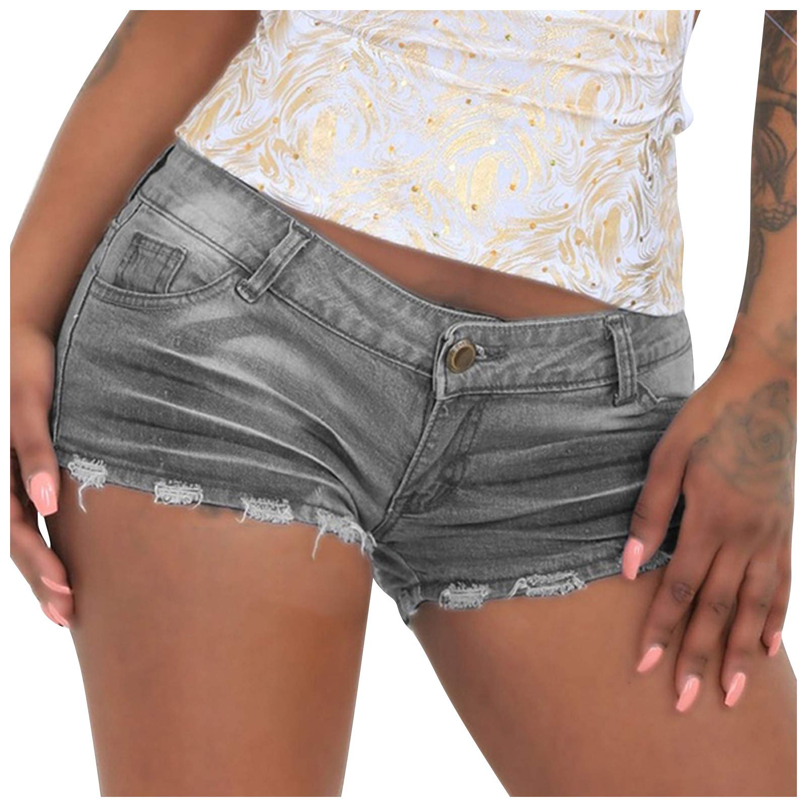 Women's Ripped Frayed Denim Shorts - High Waist Jean Booty Shorts with Distressed Hem | Casual Summer Fashion Short Pants | Perfect for Beach, Music Festivals & Streetwear Outfits