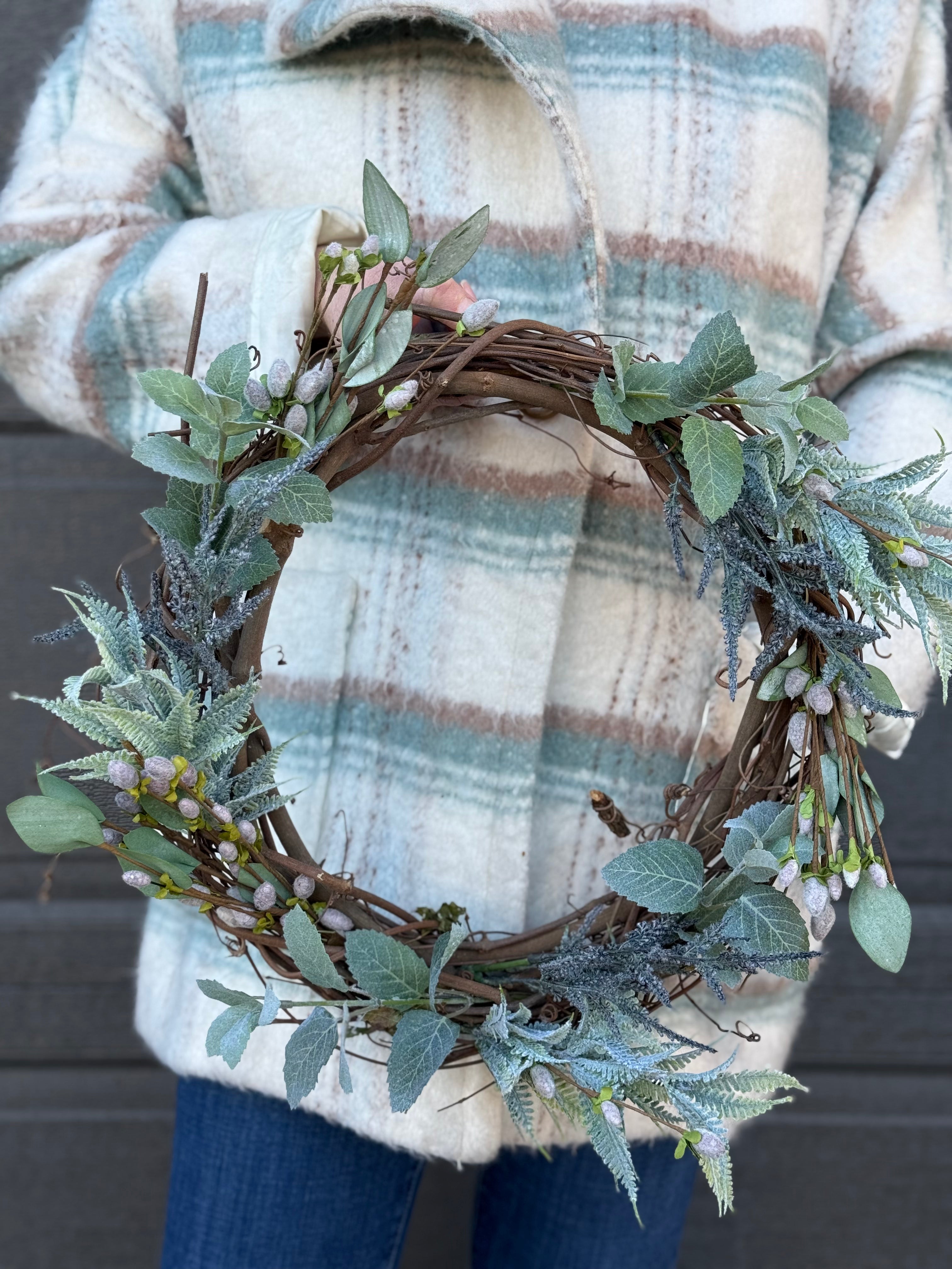 Frosted Twilight Wreath - Elegant Winter Holiday Door Decoration for Christmas, Thanksgiving & Home Decor