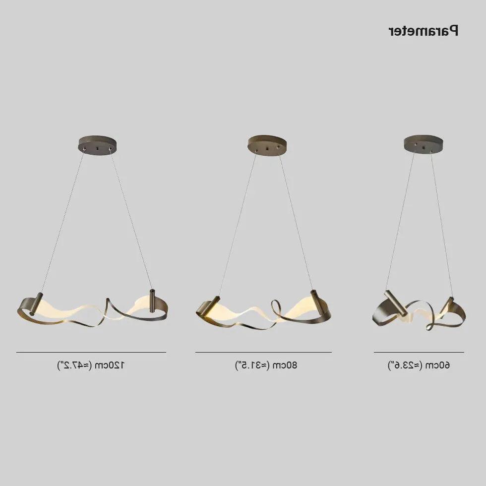 Modern Wavy LED Pendant Light Fixture - Dimmable Hanging Chandelier for Dining Room, Kitchen Island & Bedroom Lighting