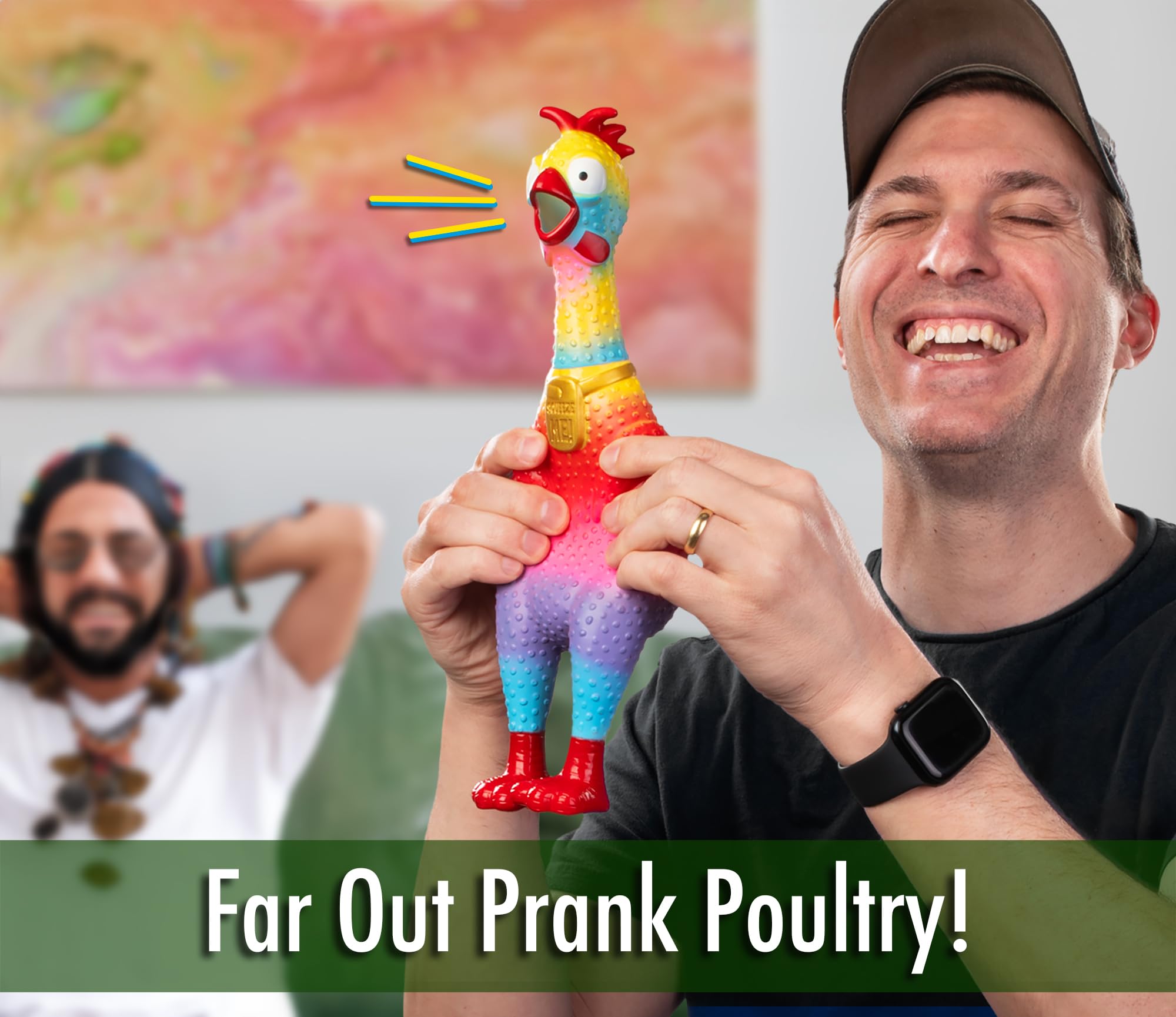 Animolds Tie-Dye Squeeze Me Squeaky Rubber Chicken Toy - 2 Pack Funny Screaming Chicken Toys for Kids & Adults - Perfect for Parties, Prank Gifts & Stress Relief