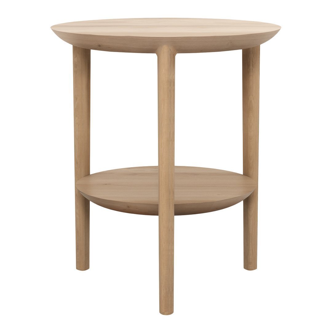 Alain Van Havre Bok Side Table - Solid Wood End Table with Woven Rattan Shelf - Modern Boho Nightstand for Living Room, Bedroom & Office - Ethnicraft Furniture