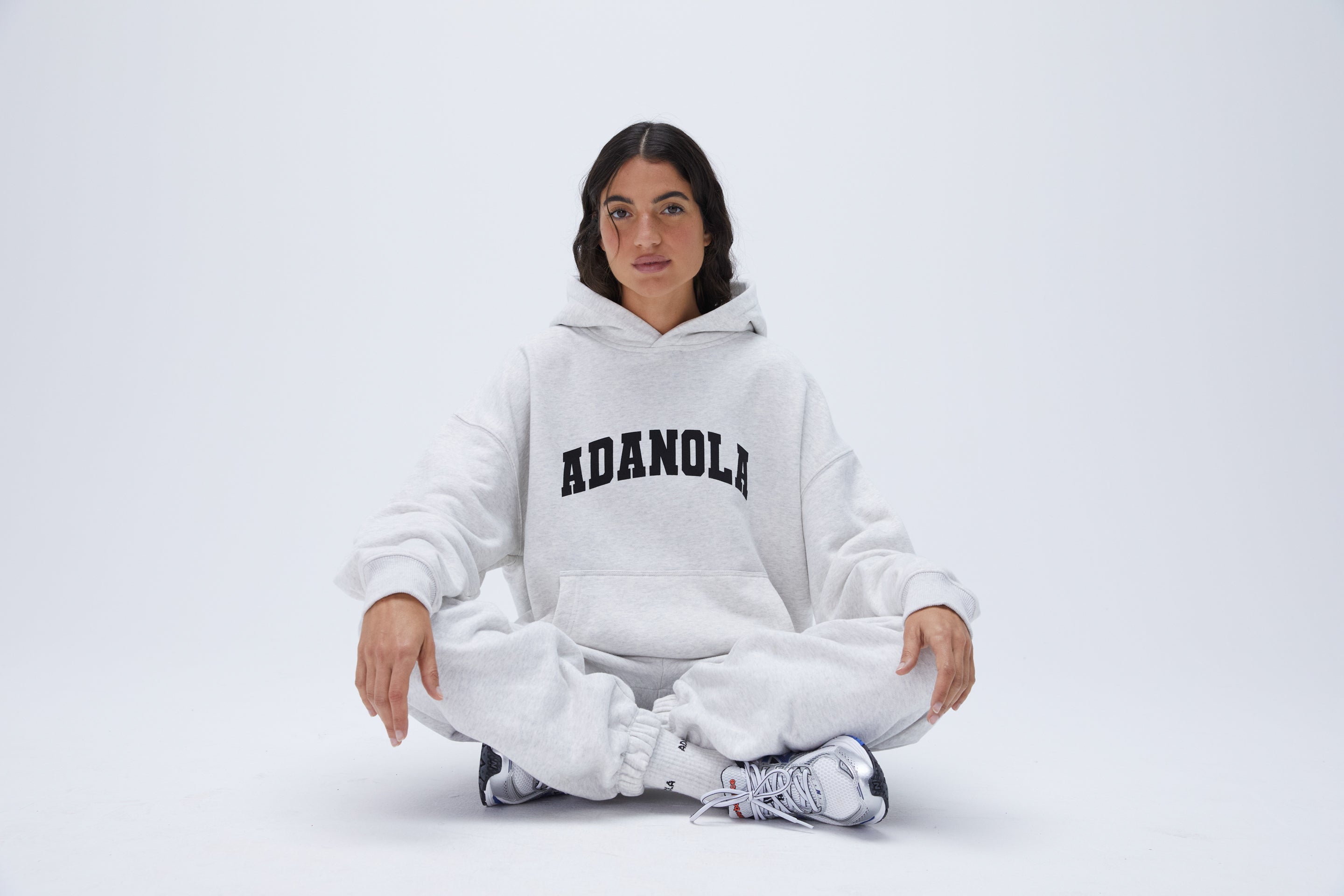 Varsity Oversized Hoodie - Light Grey Melange & Black | Cozy Pullover Sweatshirt for Men & Women | Perfect for Casual Wear, Gym, and Street Style