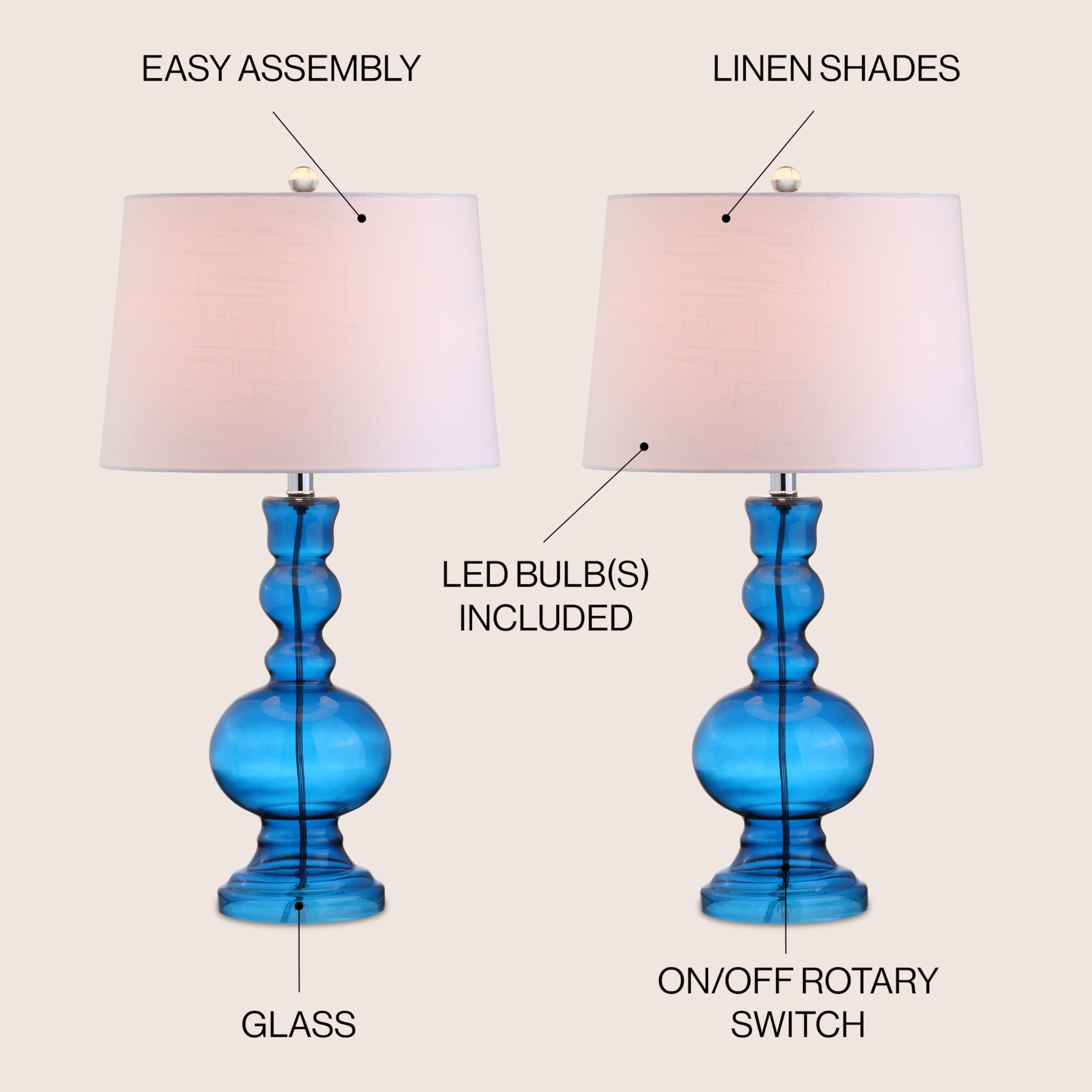 JONATHAN Y JYL1061C-SET2 Set of 2 Modern Glass LED Table Lamps - 28.5