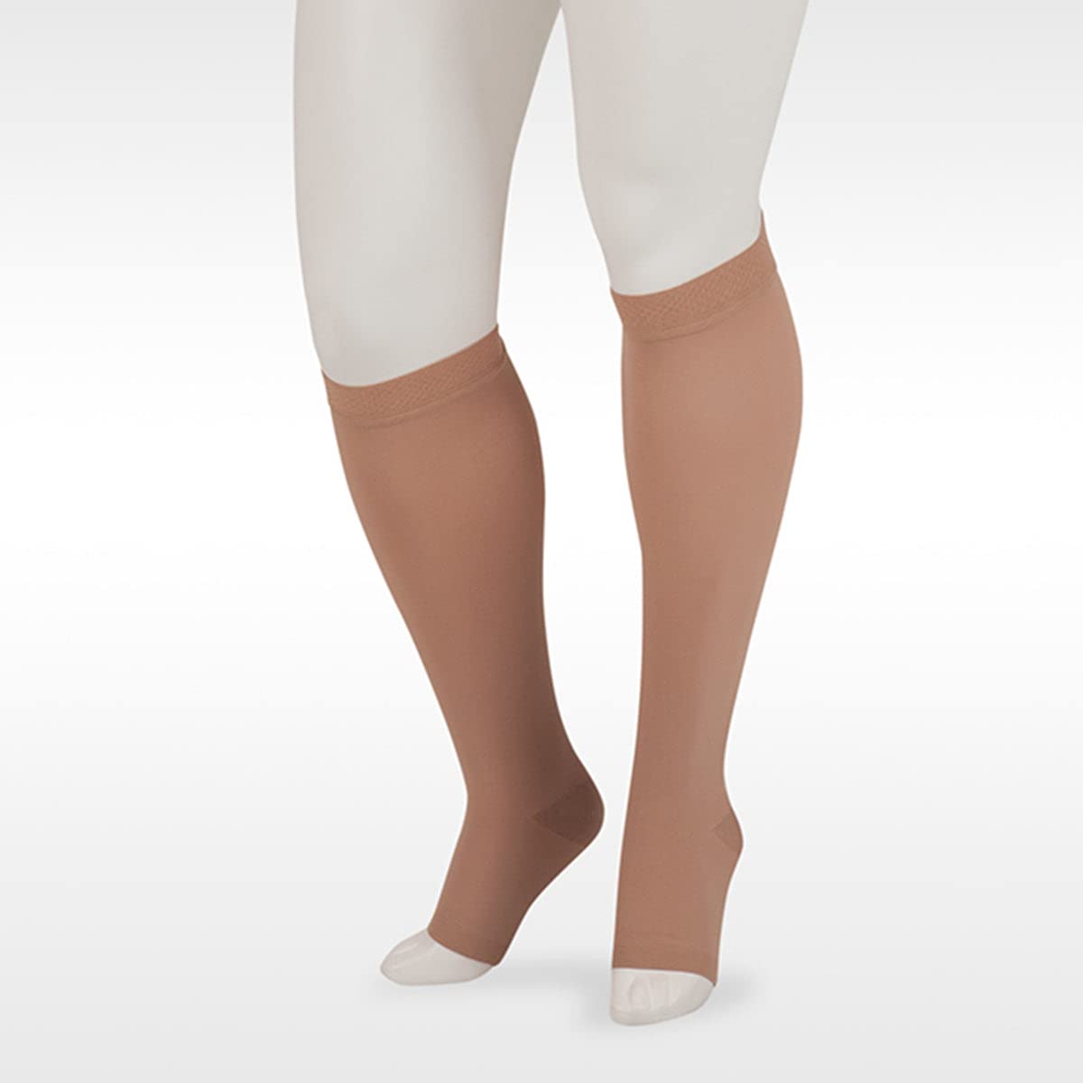 Juzo Dynamic MAX Varin Open Toe Compression Stockings 20-30 mmHg for Men & Women - 2-Way Stretch Fabric for Circulation Support - Made in USA - Beige Size 5 (V) Regular - Ideal for Travel, Varicose Veins & Post-Surgery Recovery