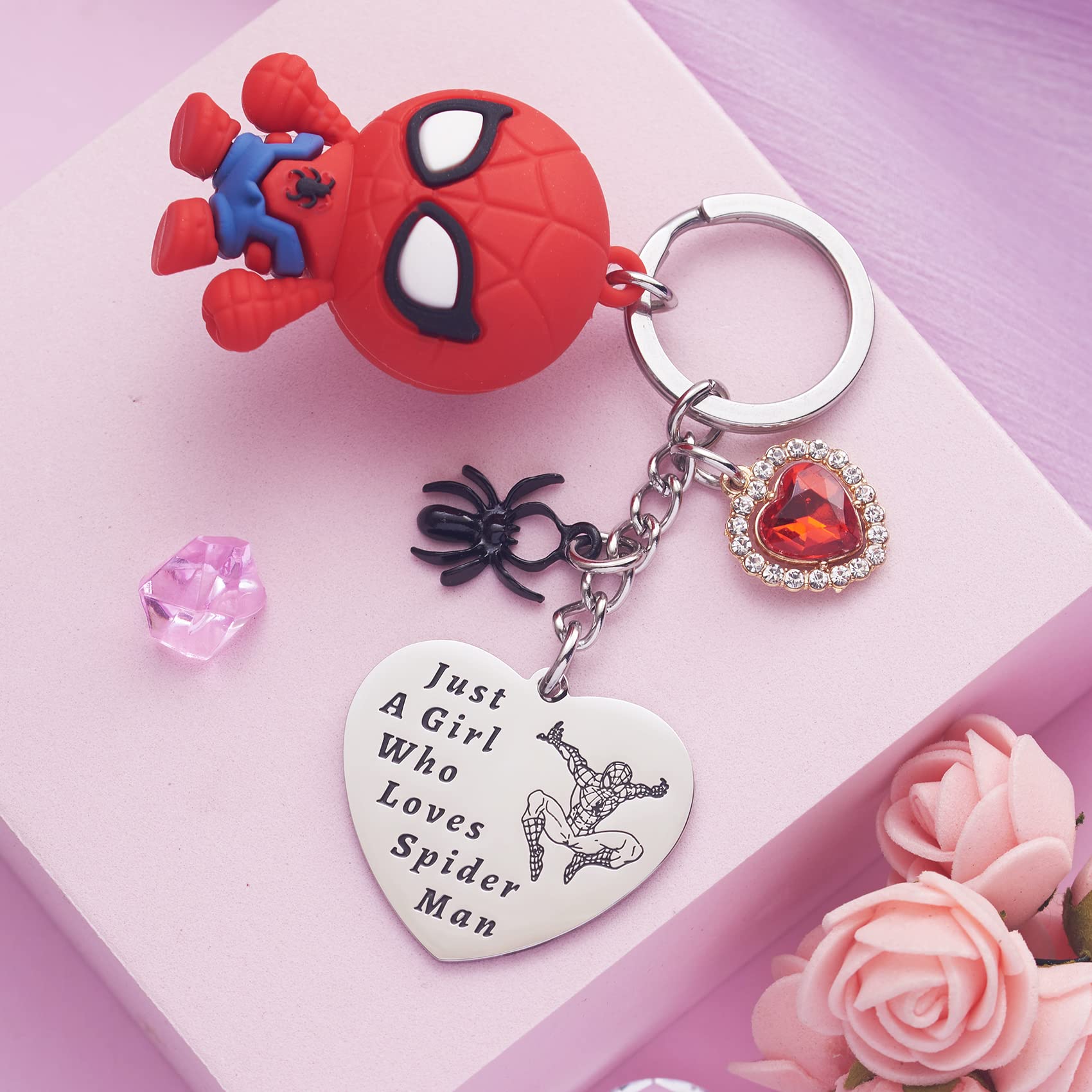 Spiderman Keychain - Superhero Gifts for Teen Girls, Women, Daughter Birthday Present | Cute Spider Keychain for Backpacks, Purses & Car Keys | Marvel Fan Gift Idea