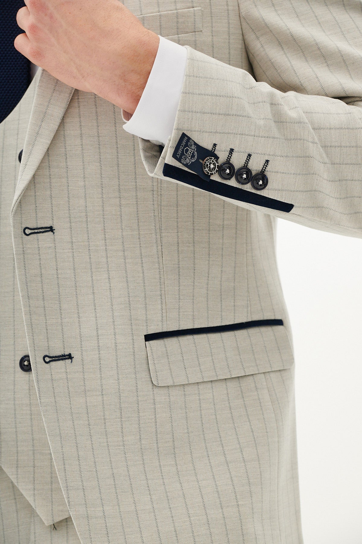 GRANT Stone Pinstripe Blazer for Men - Slim Fit Business Suit Jacket - Formal Office Wear & Wedding Attire