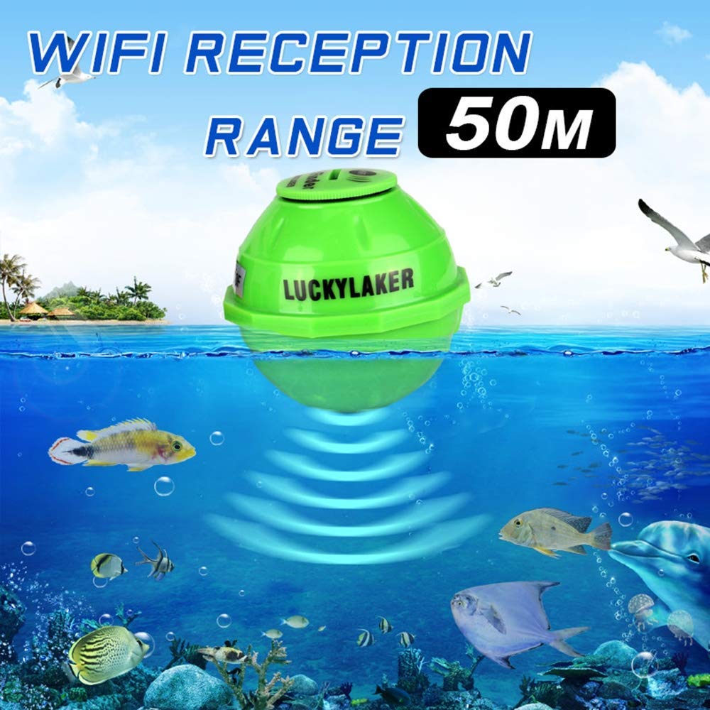 WYYHAA Portable WiFi Fish Finder with Underwater Camera - Wireless Fishing Sonar Detector for Smartphone & Tablet (Android/iOS) - Waterproof Fishing Gear for Kayak, Boat, Ice Fishing - Black