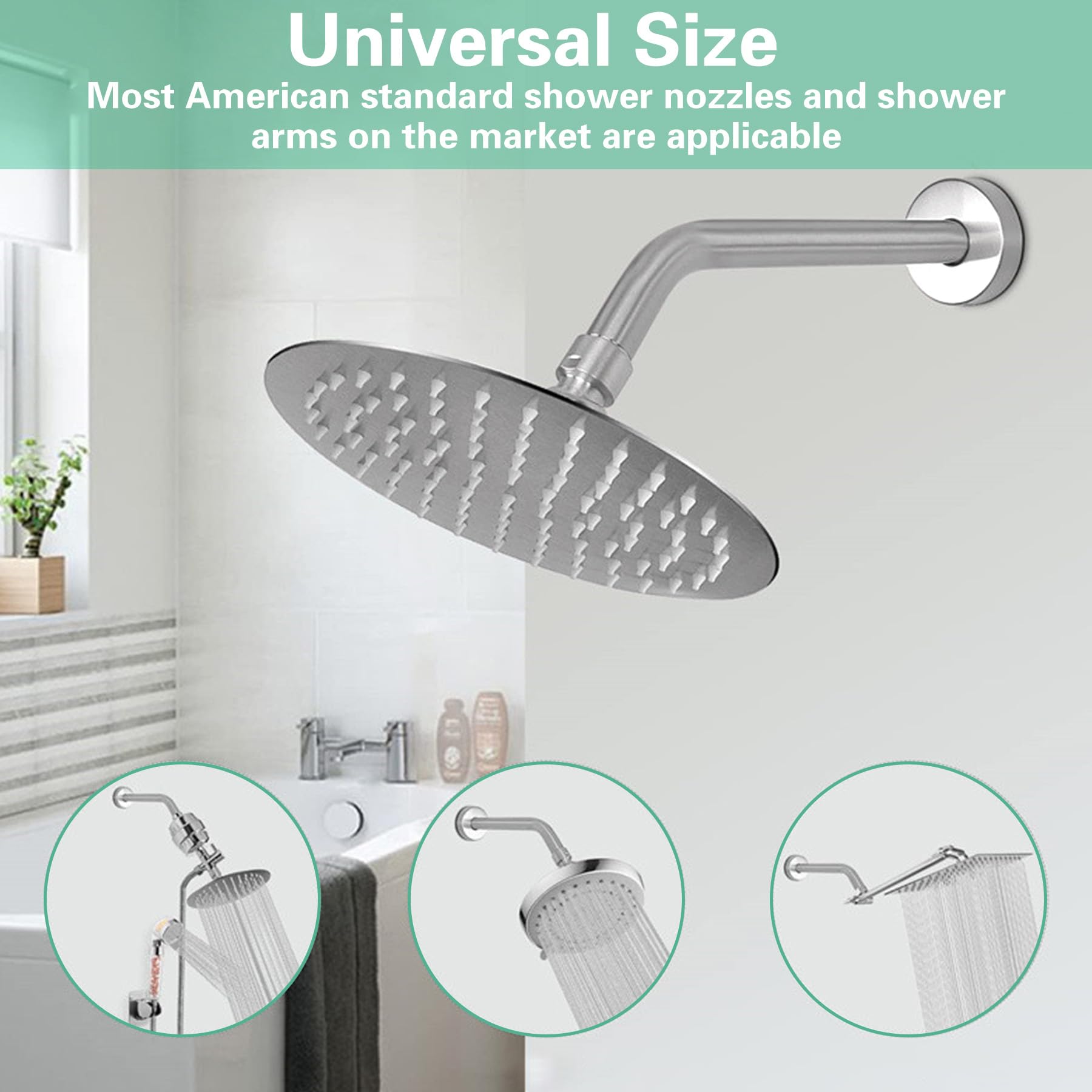 Stainless Steel 6 Inch Shower Arm with Flange & Tape - Chrome Wall Mounted Shower Head Extension for Fixed Shower Heads | Bathroom Upgrade, Home Renovation, Hotel Installation