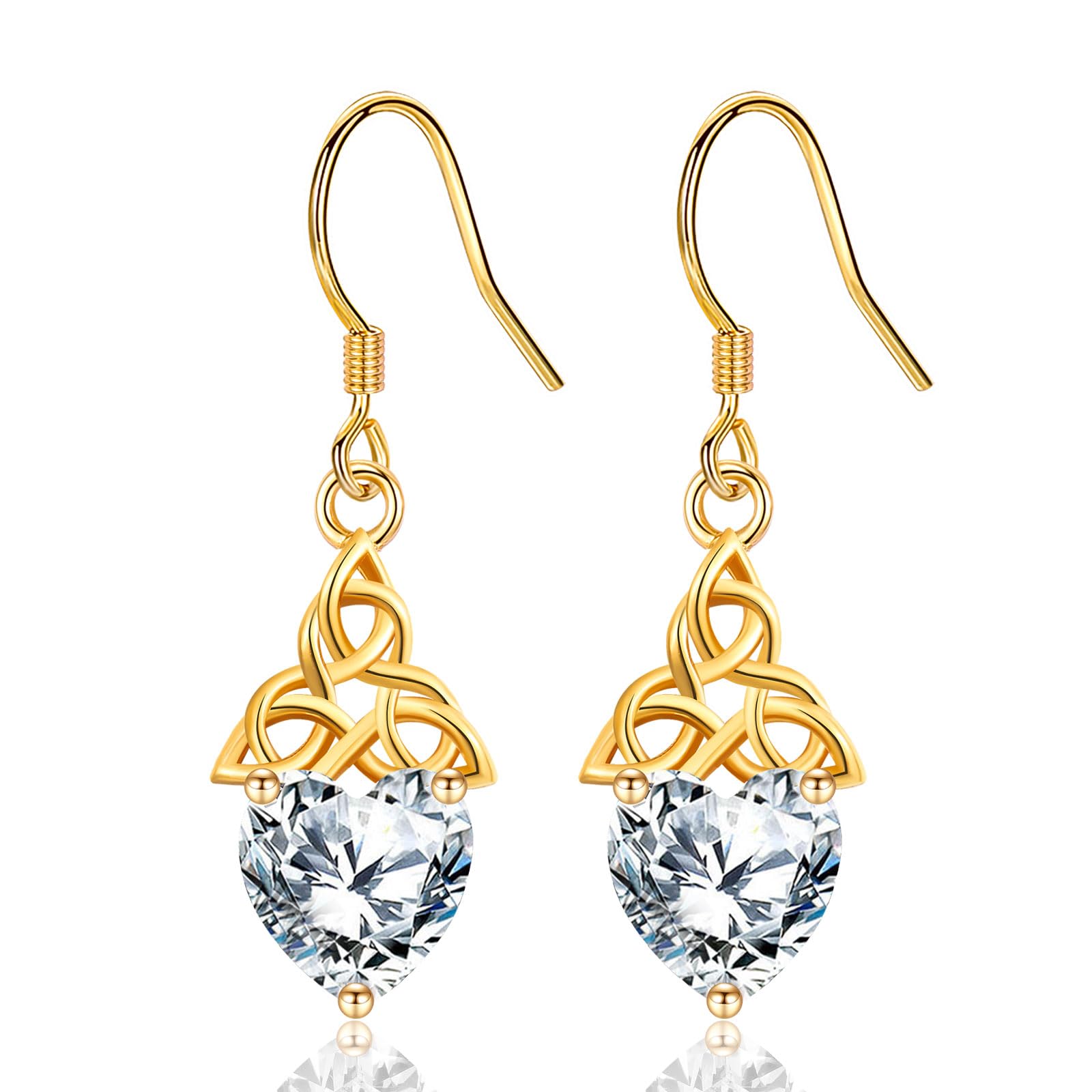 Sterling Silver Drop Earrings for Women - Hypoallergenic Heart Shaped Cubic Zirconia Dangle Earrings | Sensitive Ears Friendly Jewelry | Perfect Gift for Christmas, Anniversary & Special Occasions | Elegant Everyday Wear & Party Accessories