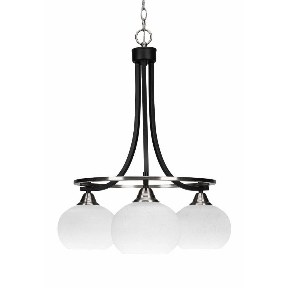 Toltec Lighting Paramount 3-Light Matte Black & Brushed Nickel Chandelier (3413-MBBN-212) - Elegant Dining Room & Entryway Lighting Fixture