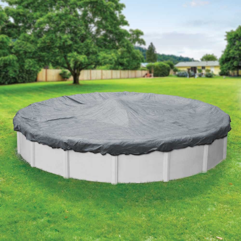 Pool Mate 4030-PM 30-Foot Round Above Ground Pool Winter Cover - Heavy Duty Mesh, Gray/Black - Perfect for Winter Protection and Debris Prevention