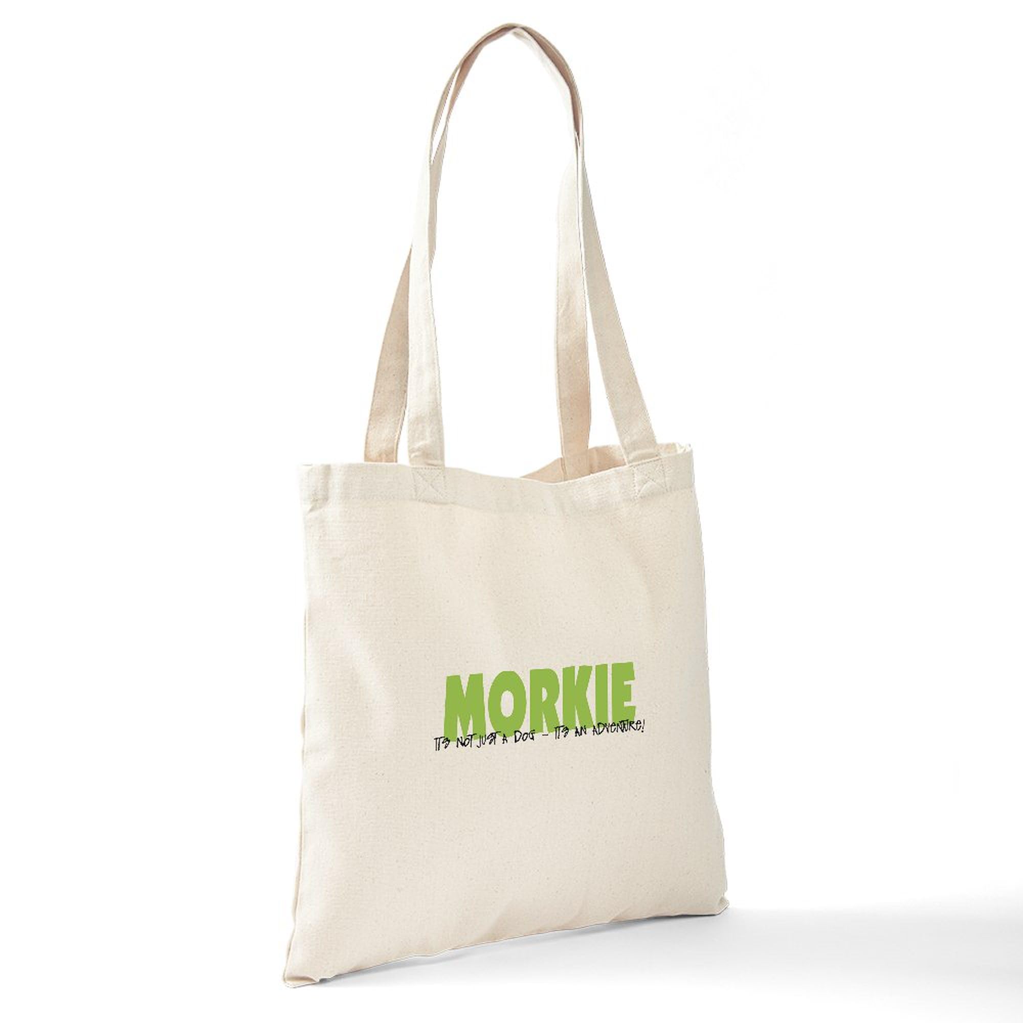 **Morkie Adventure Tote Bag - Natural Canvas Reusable Shopping Bag for Groceries, Beach, Travel & Daily Use**