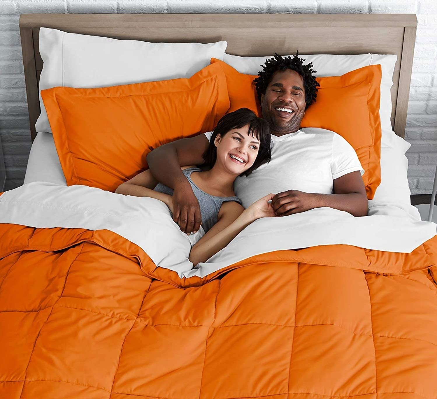 Luxury 800 Thread Count 100% Egyptian Cotton Comforter - 300 GSM All-Season Goose Down Alternative - King Size (1 PC) Solid Orange - Perfect for Hotels, Master Bedrooms & Cozy Home Decor