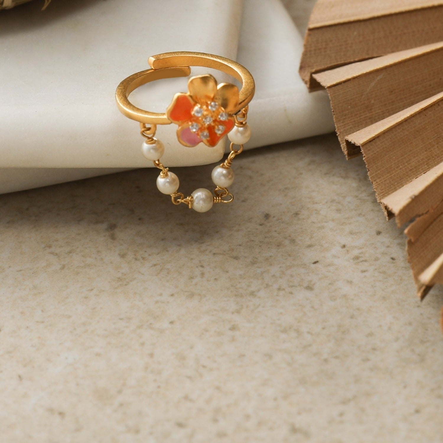 Elegant Floral Drop Finger Ring for Women - Boho Chic Handmade Jewelry - Perfect for Weddings, Parties & Everyday Wear
