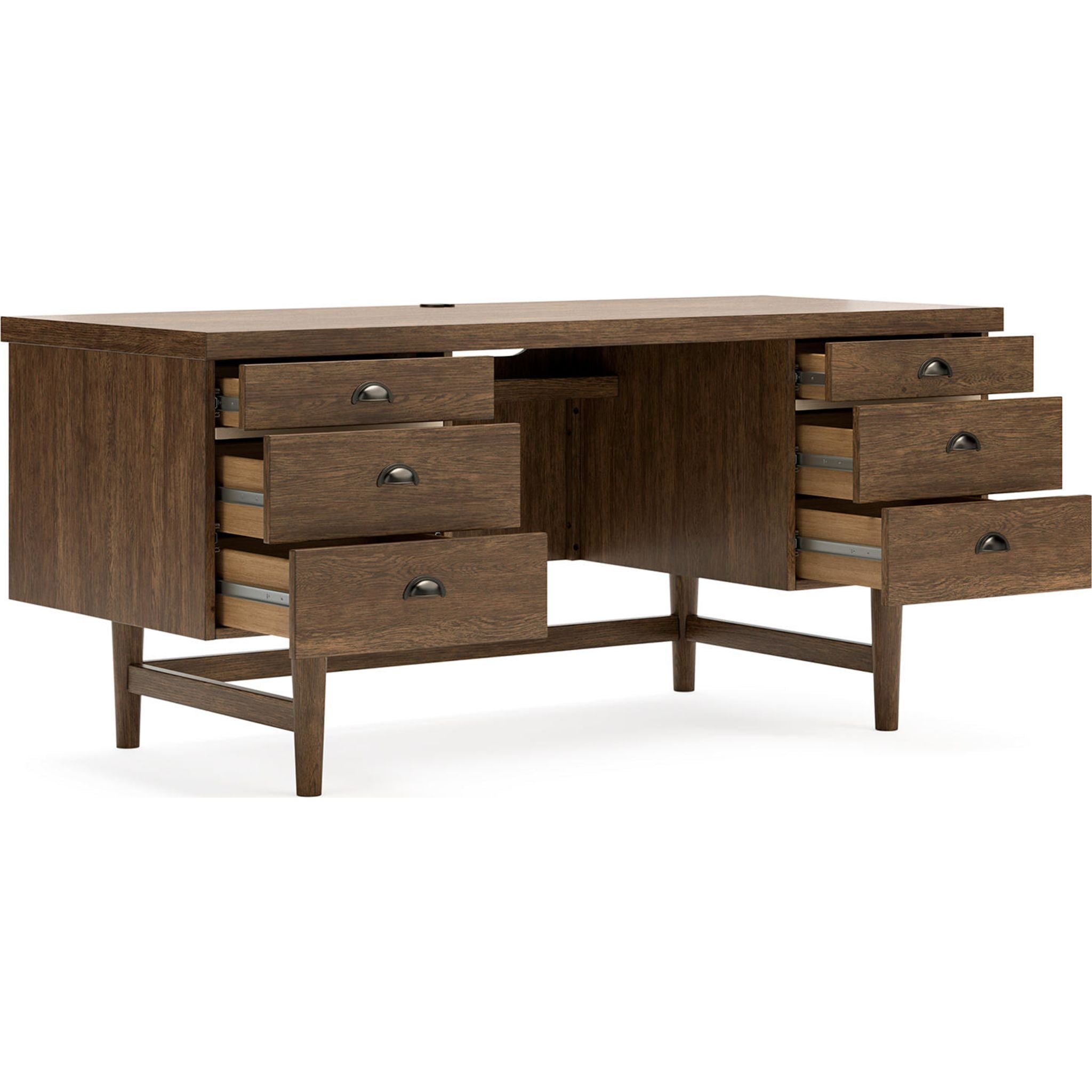Austanny Solid Wood Desk - Warm Brown Finish, Modern Home Office Desk for Study & Work - Perfect for Small Spaces & Remote Work