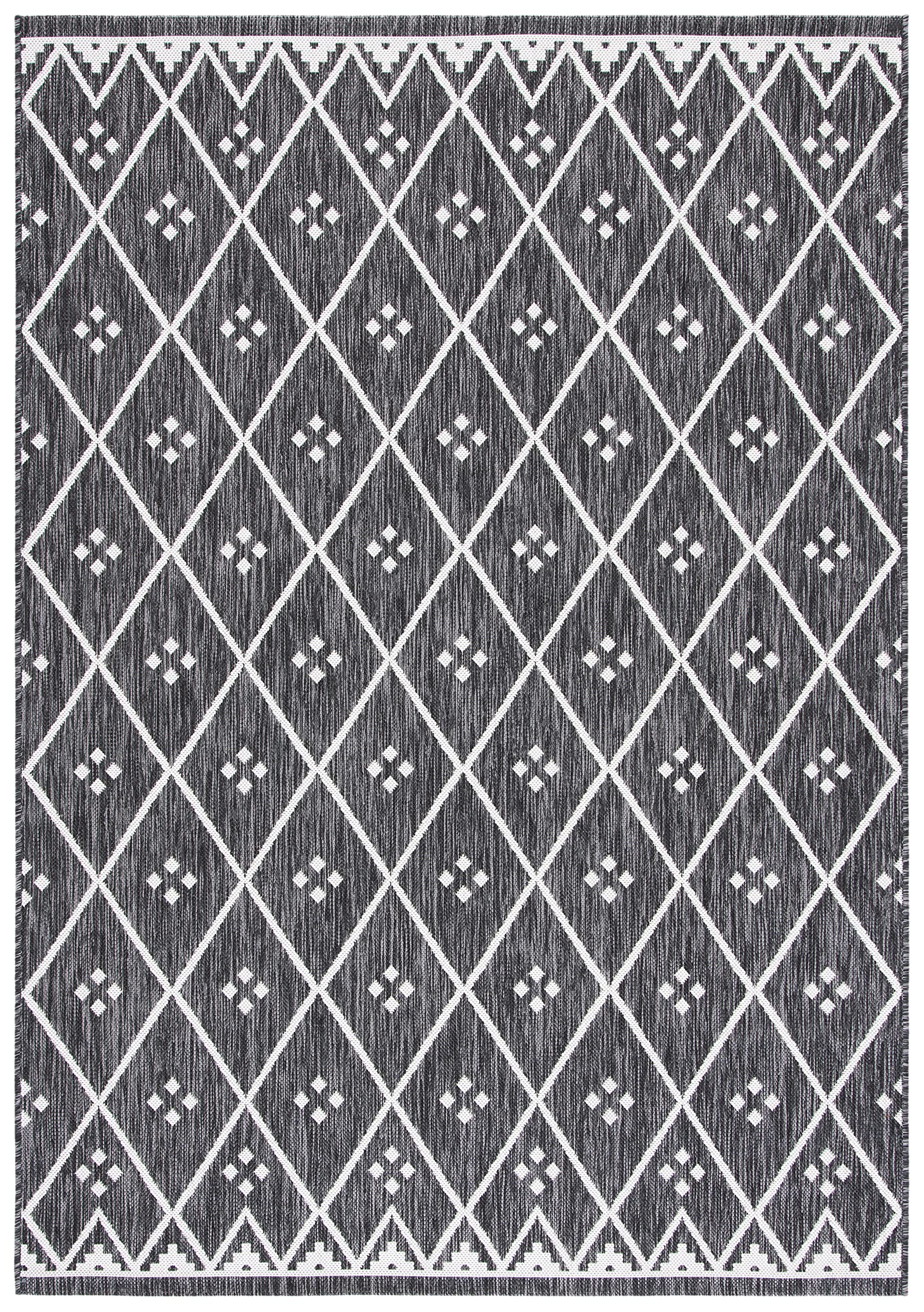 SAFAVIEH Courtyard Collection 8' x 10' Black/Ivory Indoor Outdoor Waterproof Rug - Easy Clean, Durable for Patio, Backyard, Mudroom & High Traffic Areas