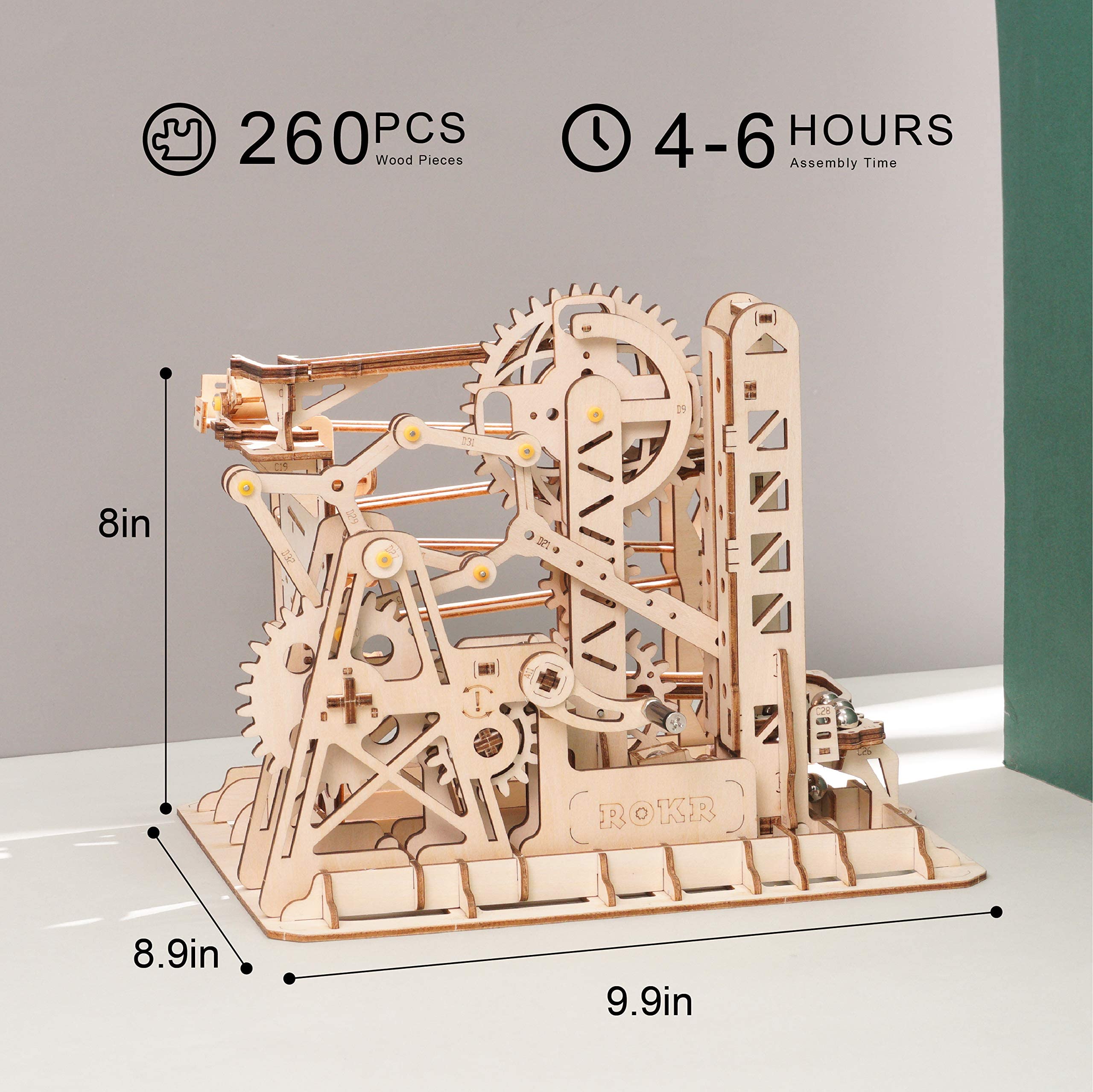 ROKR Marble Run 3D Wooden Puzzle Building Kit for Adults & Kids - Educational STEM Toy, Brain Teaser DIY Craft Project (Ladder) - Fun Home Activity & Gift for Family Game Nights
