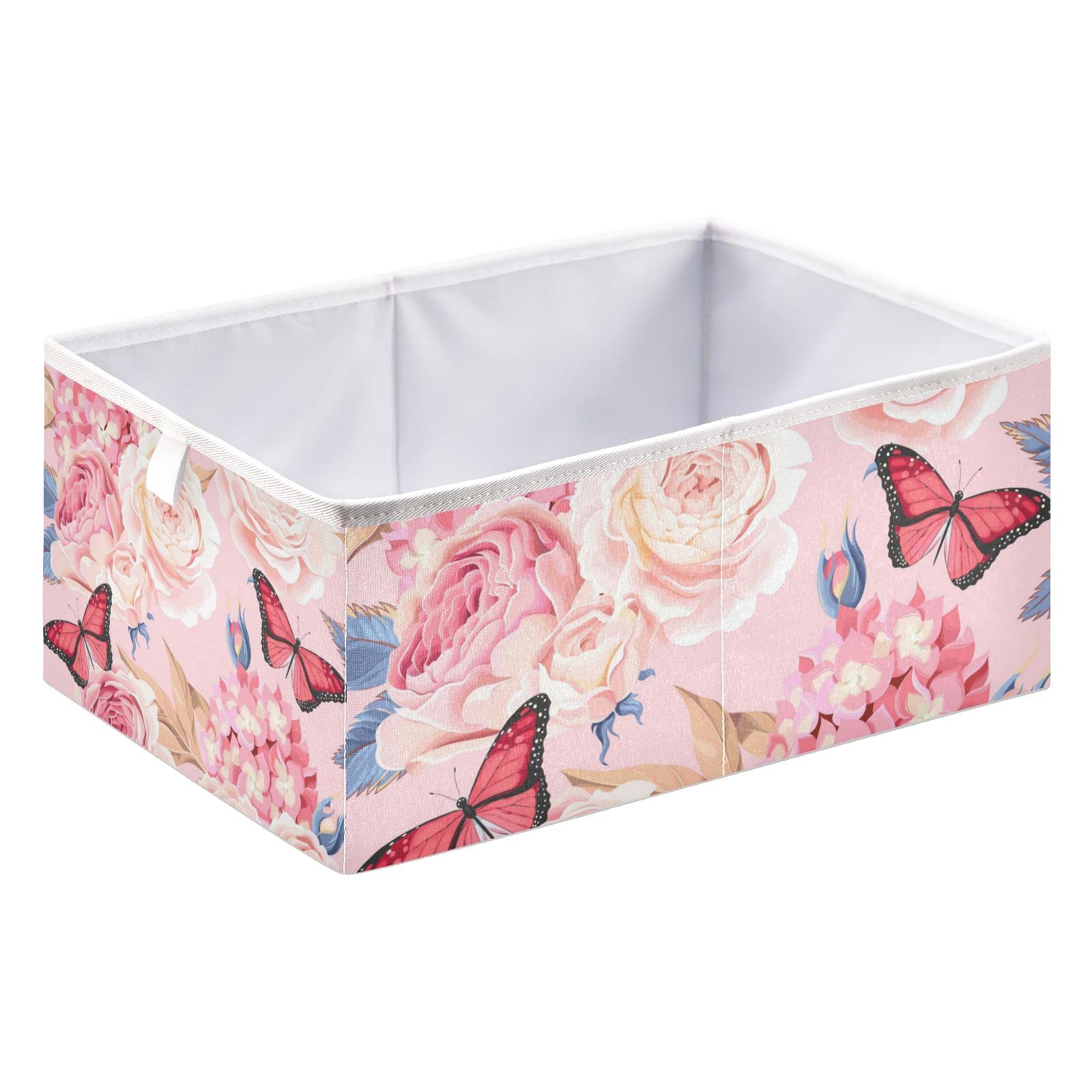 Kigai Collapsible Rose Floral Cube Storage Bin - 11 x 11 x 11 Inch Foldable Fabric Organizer Basket for Nursery Toys, Home Closet, Office & Bedroom Organization - Perfect for Kids Room Decor and Space Saving Storage Solutions