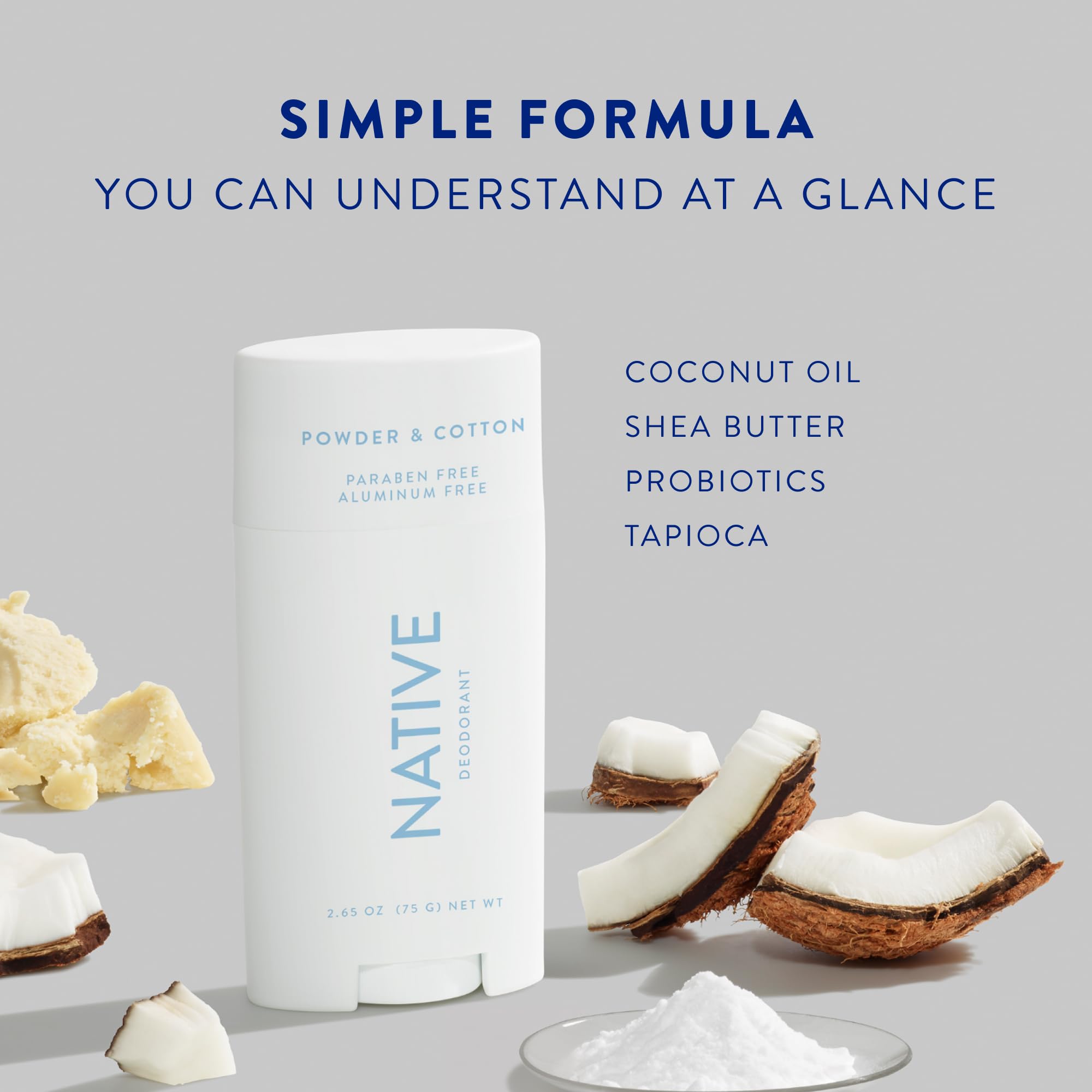 Natural Deodorant for Men & Women | Aluminum-Free with Baking Soda, Probiotics, Coconut Oil & Shea Butter | Powder & Cotton Scent | All-Day Freshness for Workouts, Office & Daily Use