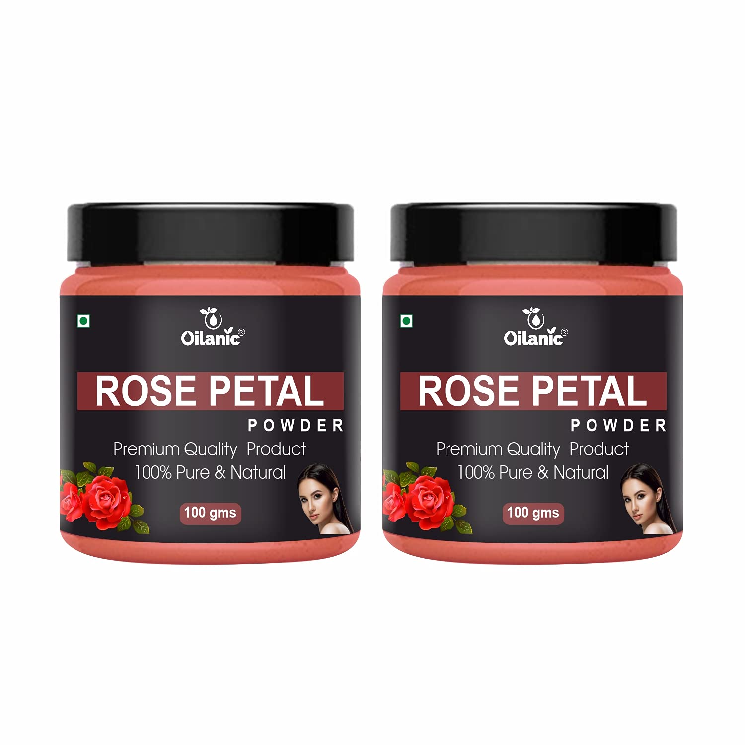 Oilanic 100% Pure Natural Rose Petal Powder for Skin & Hair Care - 2 Jars (200g) | DIY Face Masks, Hair Treatments & Aromatherapy