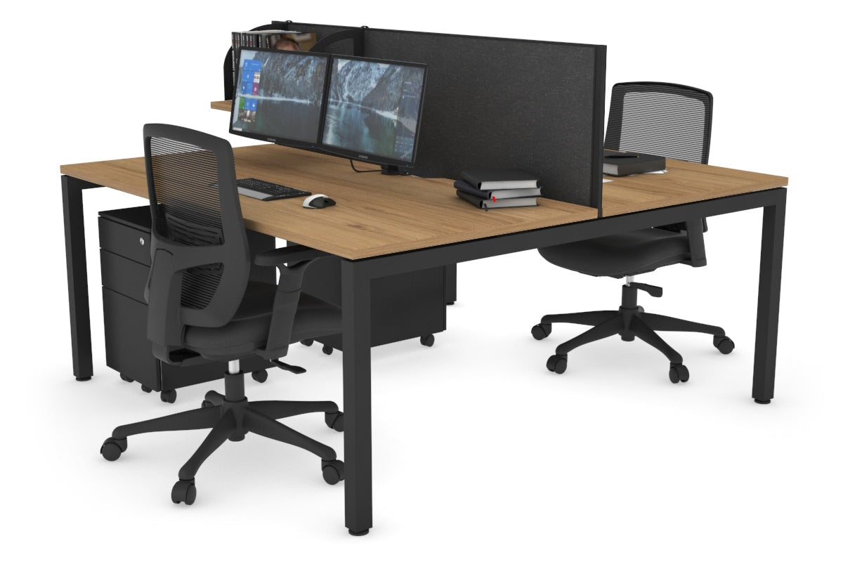 Quadro Square Legs 2 Person Office Workstation Desk - 1400L x 800W with Cable Management Scallop - Perfect for Shared Workspaces & Home Offices