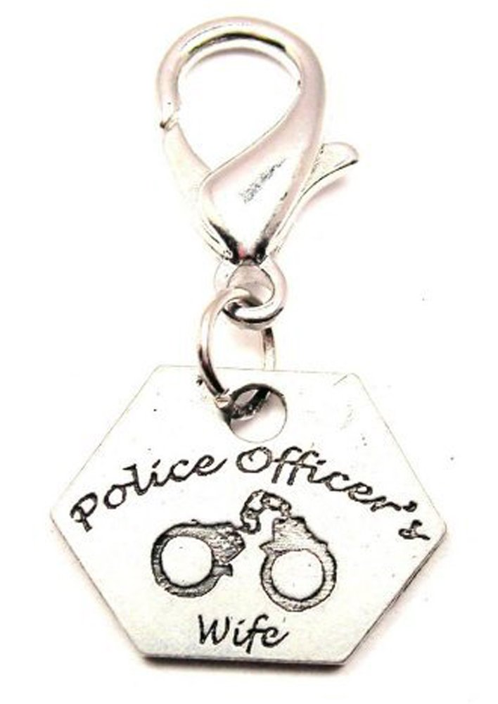 Police Officer Wife Pewter Charm Zipper Pull - Perfect for Gifts & Keychains