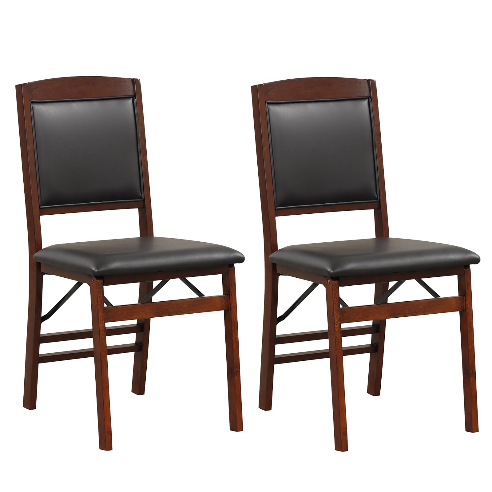 **GOFLAME 2-Pack Folding Dining Chairs – Foldable Wooden Side Chairs with PVC Padded Seat & High Backrest – Perfect for Living Room, Kitchen, Restaurant, Patio & Outdoor Dining**