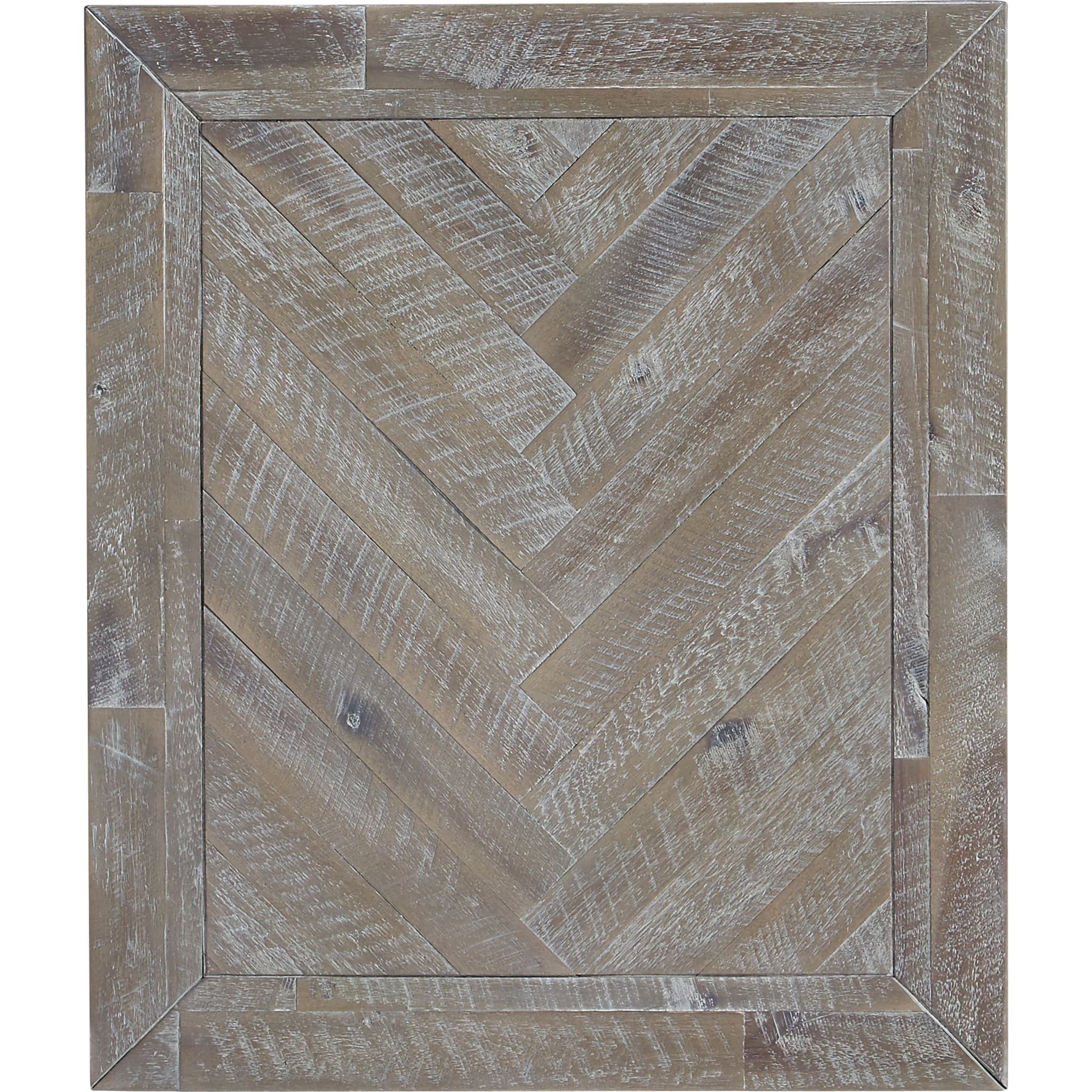 Rustic Latte Herringbone Solid Wood End Table with Drawer - Perfect for Living Room, Bedroom, or Office Side Table