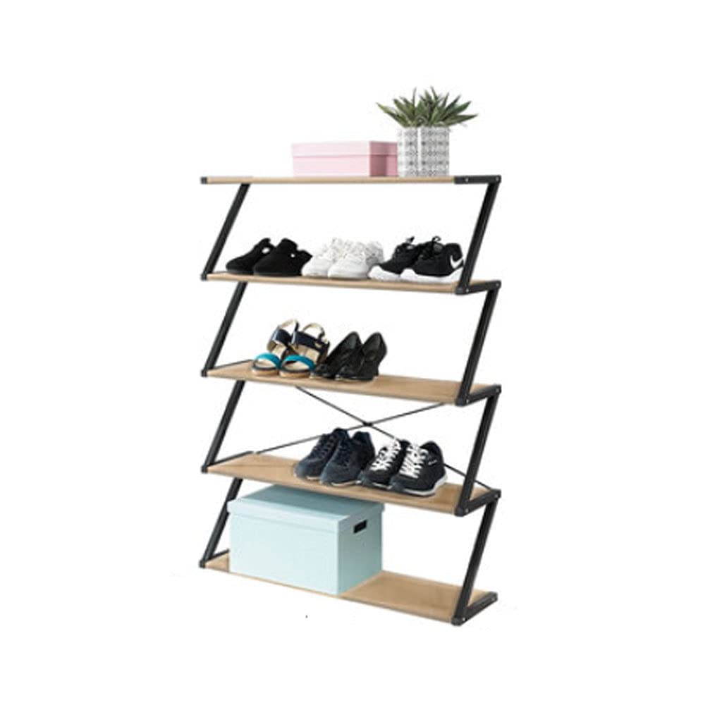 Z-Shaped Shoe Rack - 5-Tier Large Capacity Iron Shoe Storage Shelf (31.5