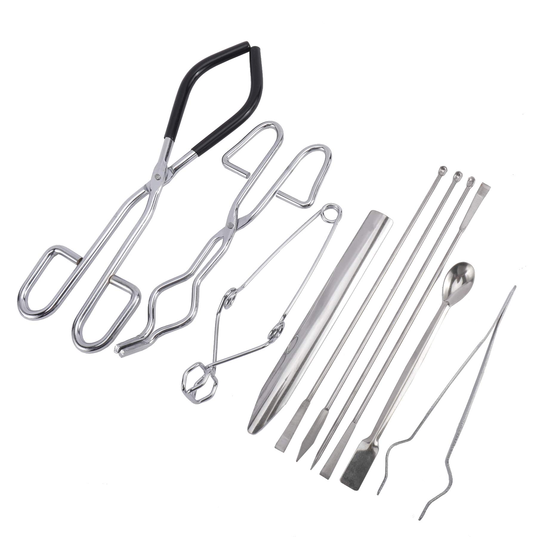 Premium Scientific Labware Starter Kit - Crucible, Beaker Tongs, Lab Spatula, Scoop Spoon, Test Tube Clamps & Sterilizer Forceps for Chemistry Experiments & School Science Labs