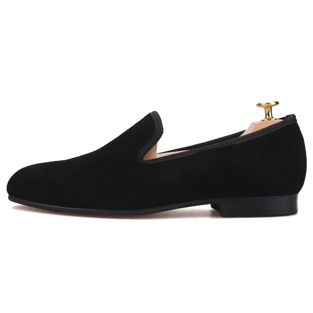 FERUCCI Men's Black Suede Loafers - Comfortable Slip-On Dress Shoes for Wedding, Prom & Formal Occasions | Breathable Casual Slippers for Home, Office & Evening Events