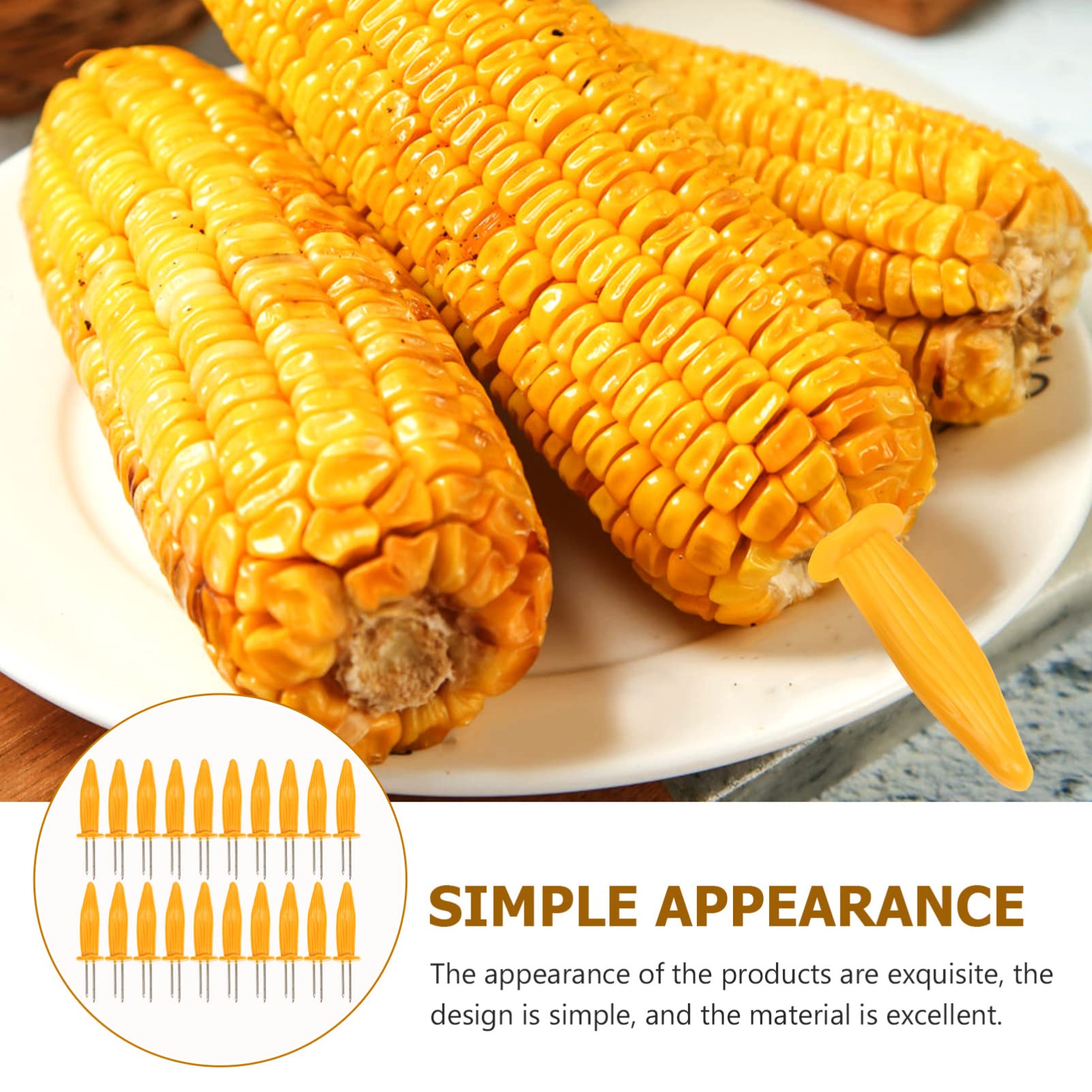 Yardwe 20-Piece Stainless Steel Corn Cob Holders - Professional BBQ Forks for Grilling, Roasting & Picnics | Perfect for Corn on the Cob, Fruits & BBQ Parties (Trumpet Stand Design)