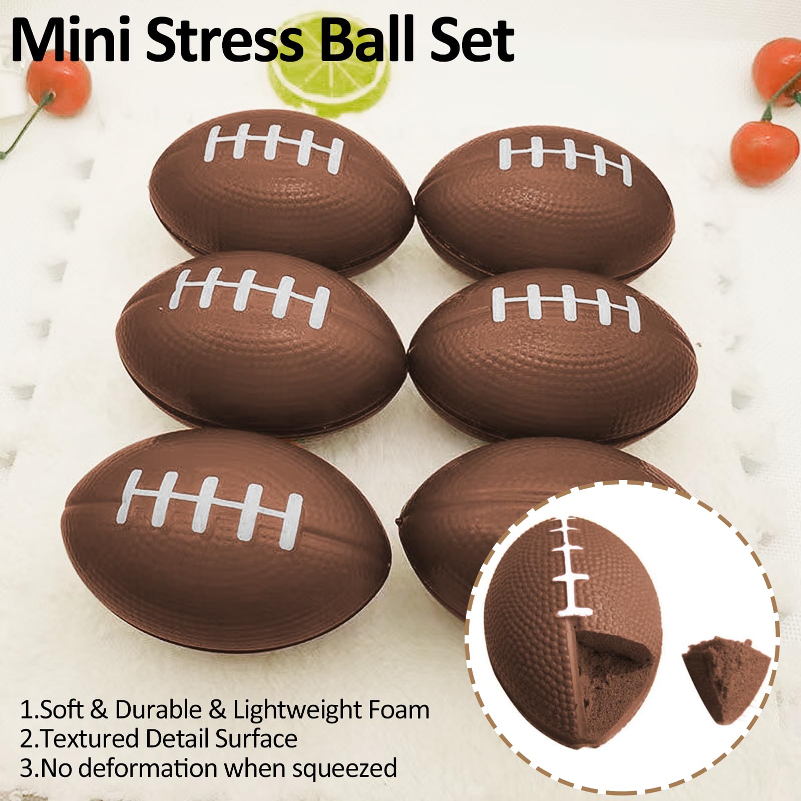 96 Pcs Mini Football Stress Balls - Bulk Foam Sports Balls for Kids & Adults - Perfect for Party Favors, School Carnival Prizes, Gift Fillers & Stress Relief - Great for Office, Classroom & Party Games